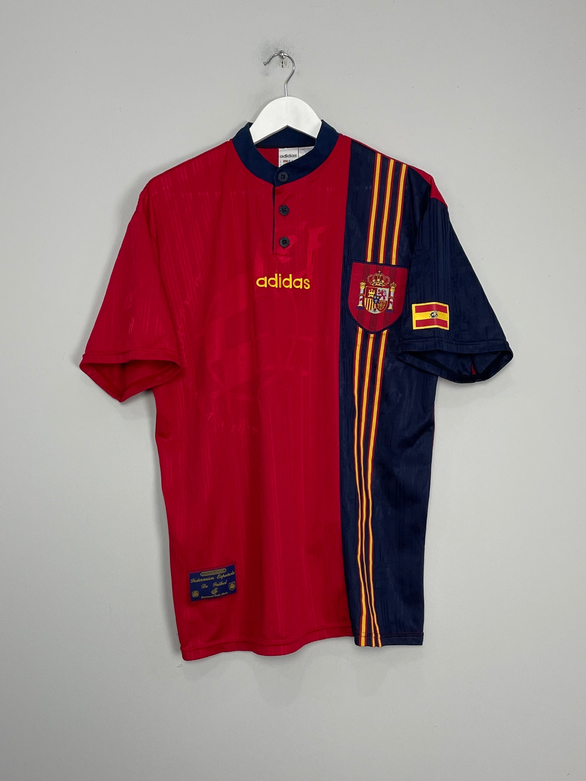 Shop 1996/97 SPAIN HOME SHIRT (L) ADIDAS, classic football shirts, vintage football shirts & retro soccer jerseys at Cult Kits