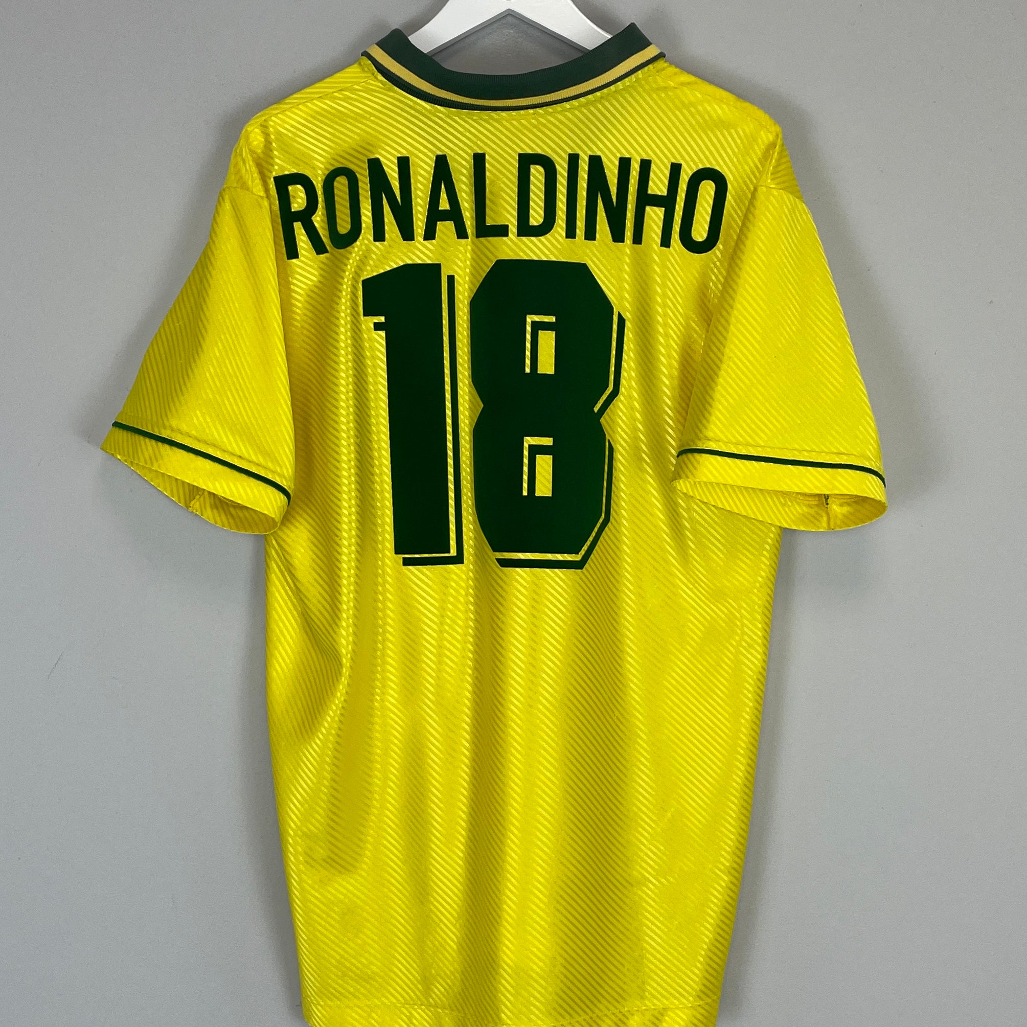 Shop 1994/97 BRAZIL RONALDINHO #18 HOME SHIRT (L) UMBRO, classic football shirts, vintage football shirts & retro soccer jerseys at Cult Kits