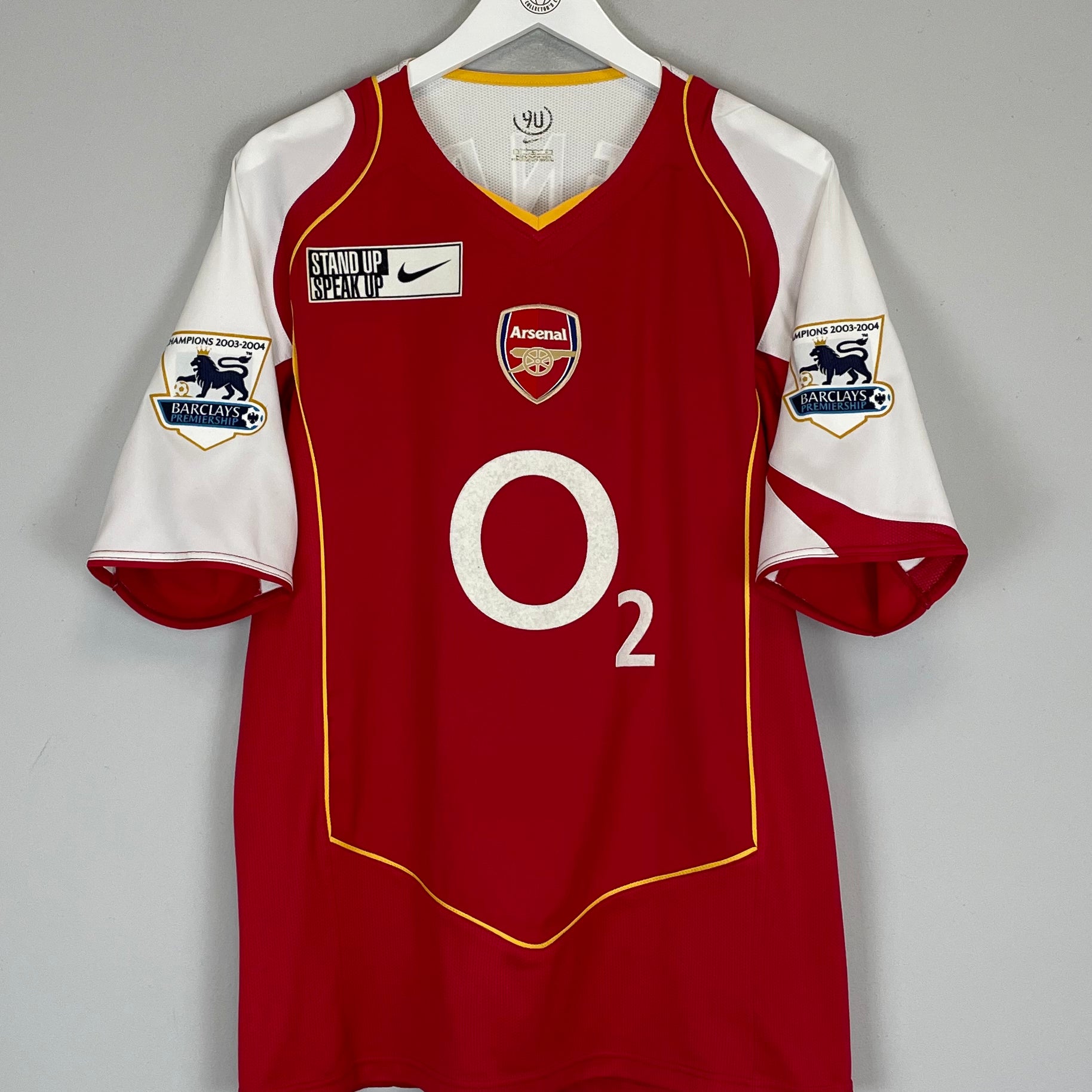Buy 2004/05 ARSENAL HENRY 14 'STAND UP SPEAK UP' HOME SHIRT (L) NIKE ~ Free worldwide shipping available ~ Authentic Vintage Football Shirts from Cult Kits