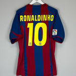 Buy 2004/05 BARCELONA RONALDINHO 10 HOME SHIRT (L) NIKE ~ Free worldwide shipping available ~ Authentic Vintage Football Shirts from Cult Kits