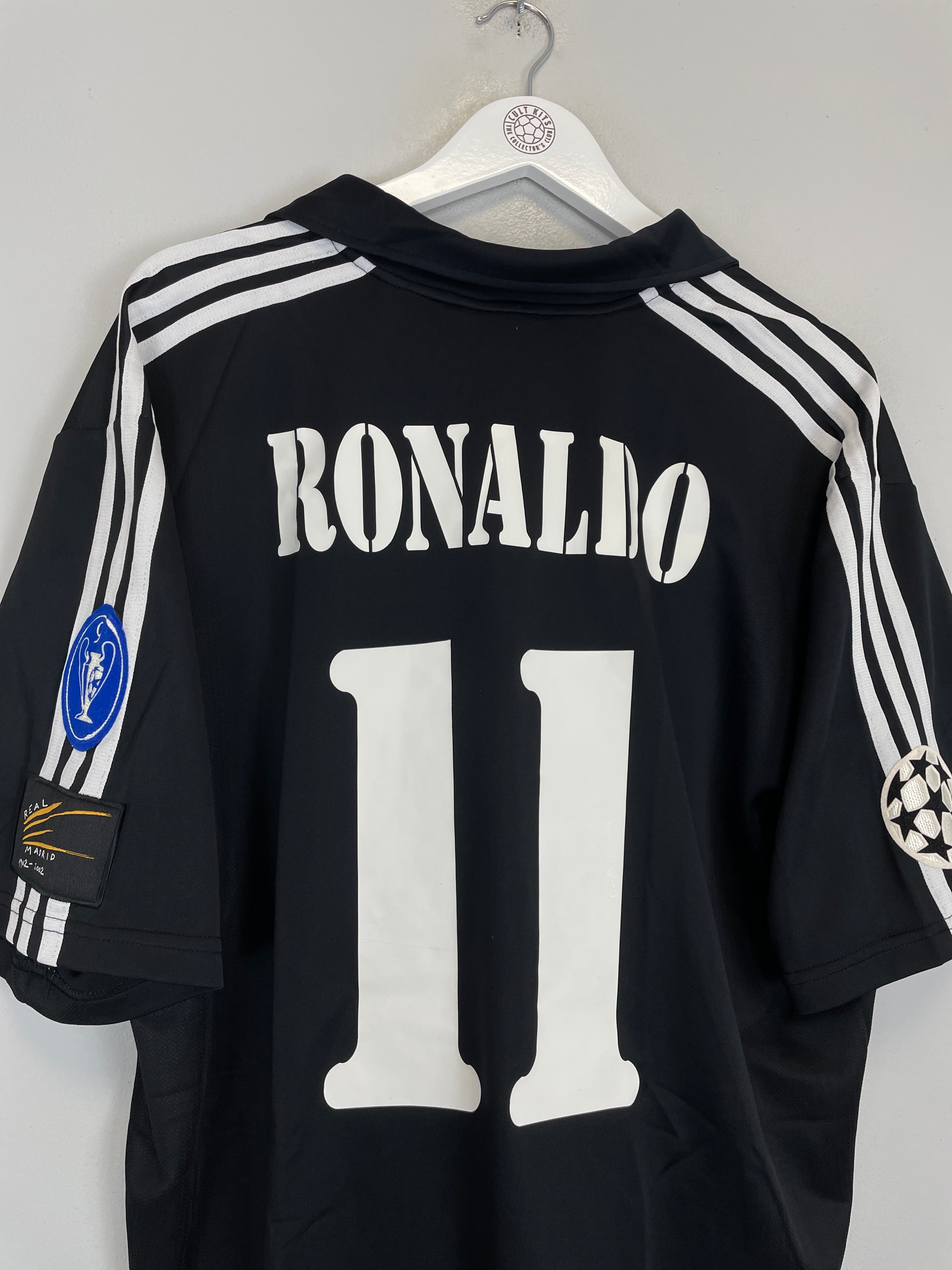 Shop 2002/03 REAL MADRID RONALDO #11 *CENTENARY* AWAY SHIRT (XL) ADIDAS, classic football shirts, vintage football shirts & retro soccer jerseys at Cult Kits
