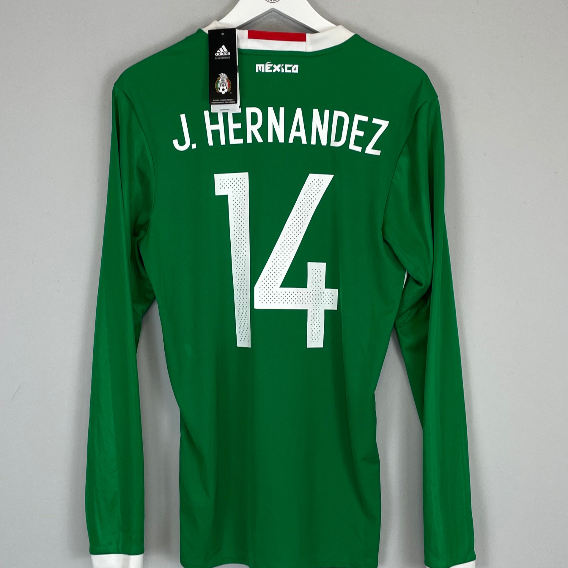 Shop 2016/17 MEXICO J.HERNANDEZ #14 *BNWT* L/S HOME SHIRT (M) ADIDAS, classic football shirts, vintage football shirts & retro soccer jerseys at Cult Kits
