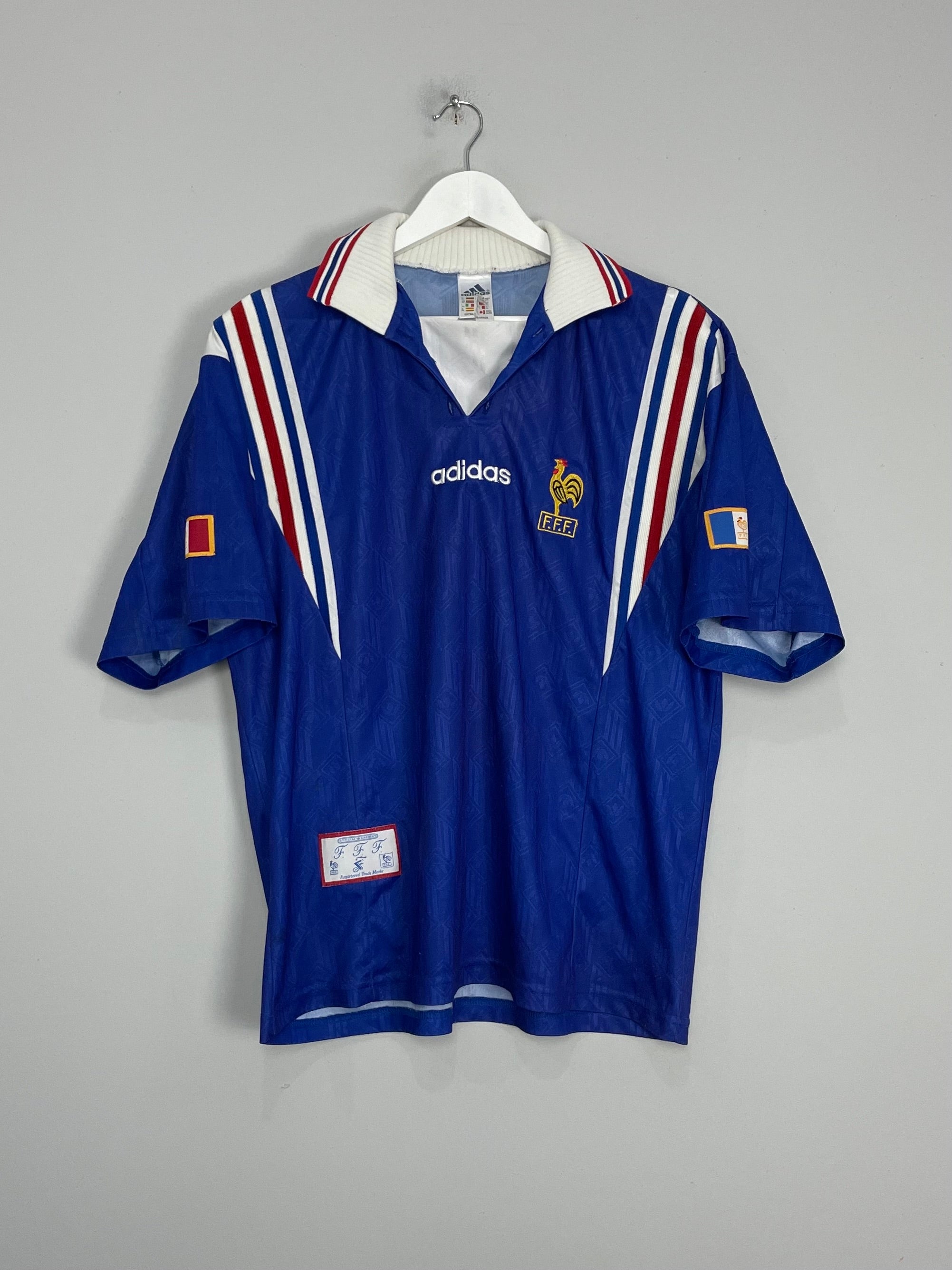 Shop 1996/98 FRANCE HOME SHIRT (XL) ADIDAS, classic football shirts, vintage football shirts & retro soccer jerseys at Cult Kits