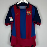 2003/04 BARCELONA MARQUEZ #4 HOME SHIRT (M) NIKE