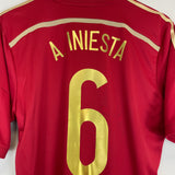 Shop 2013/15 SPAIN A.INIESTA #6 HOME SHIRT (M) ADIDAS, classic football shirts, vintage football shirts & retro soccer jerseys at Cult Kits