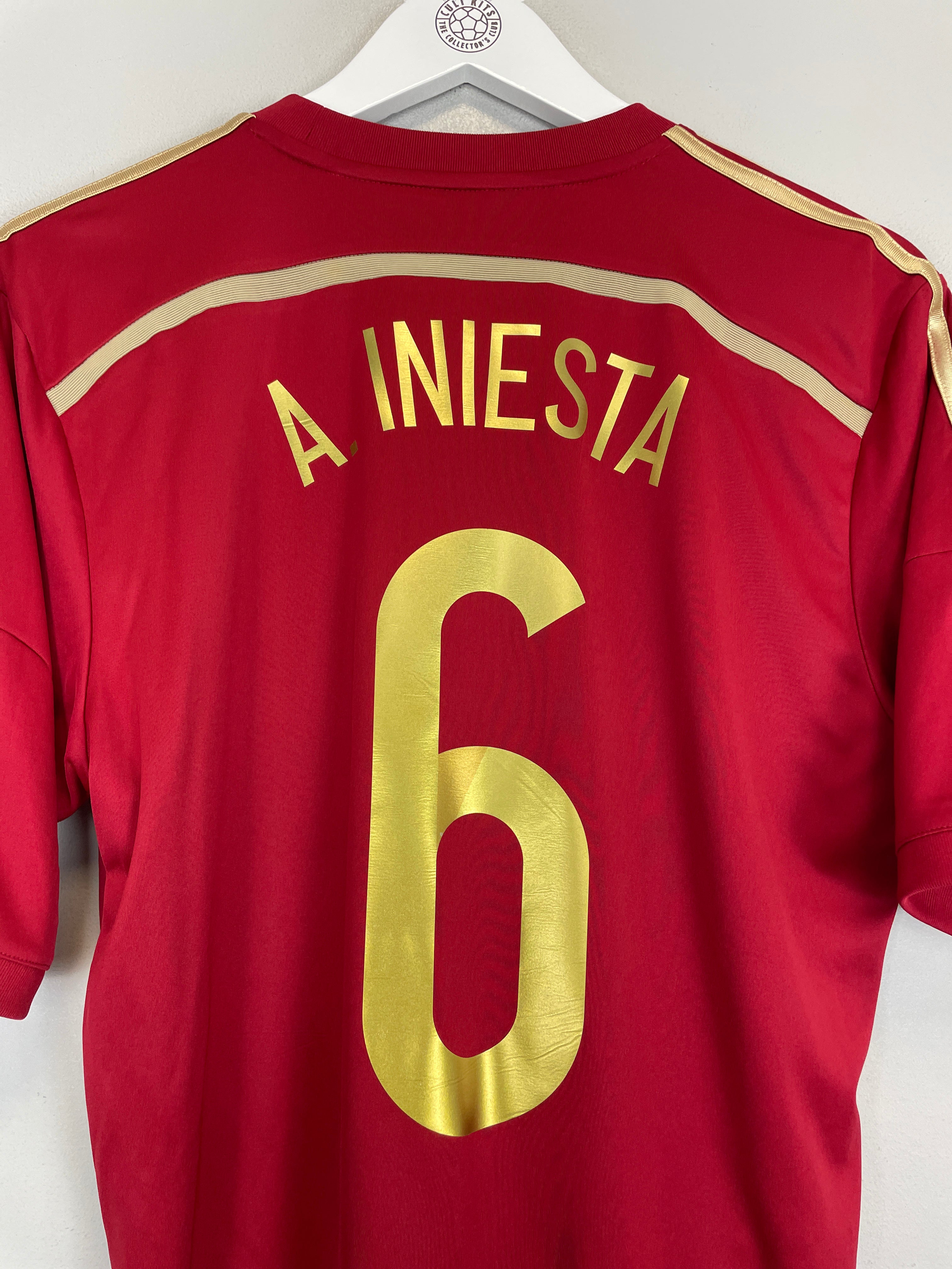 Shop 2013/15 SPAIN A.INIESTA #6 HOME SHIRT (M) ADIDAS, classic football shirts, vintage football shirts & retro soccer jerseys at Cult Kits