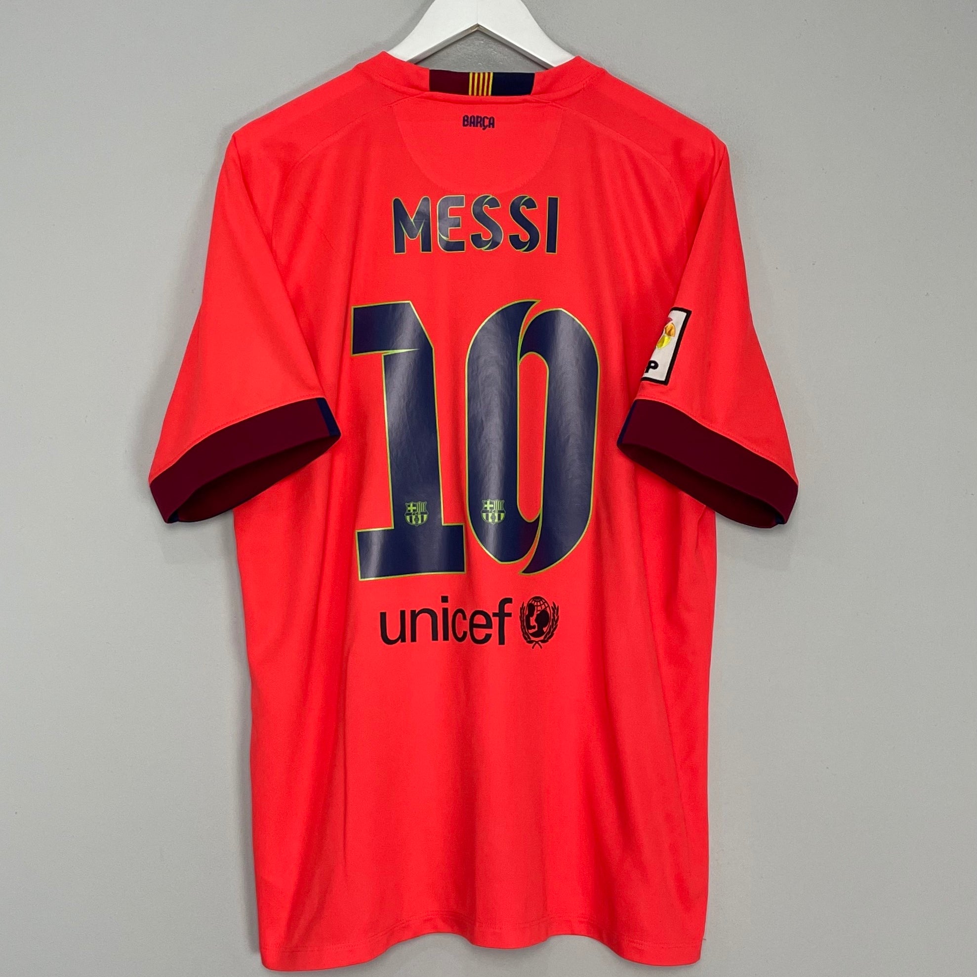 Shop 2014/15 BARCELONA MESSI #10 AWAY SHIRT (XL) NIKE, classic football shirts, vintage football shirts & retro soccer jerseys at Cult Kits
