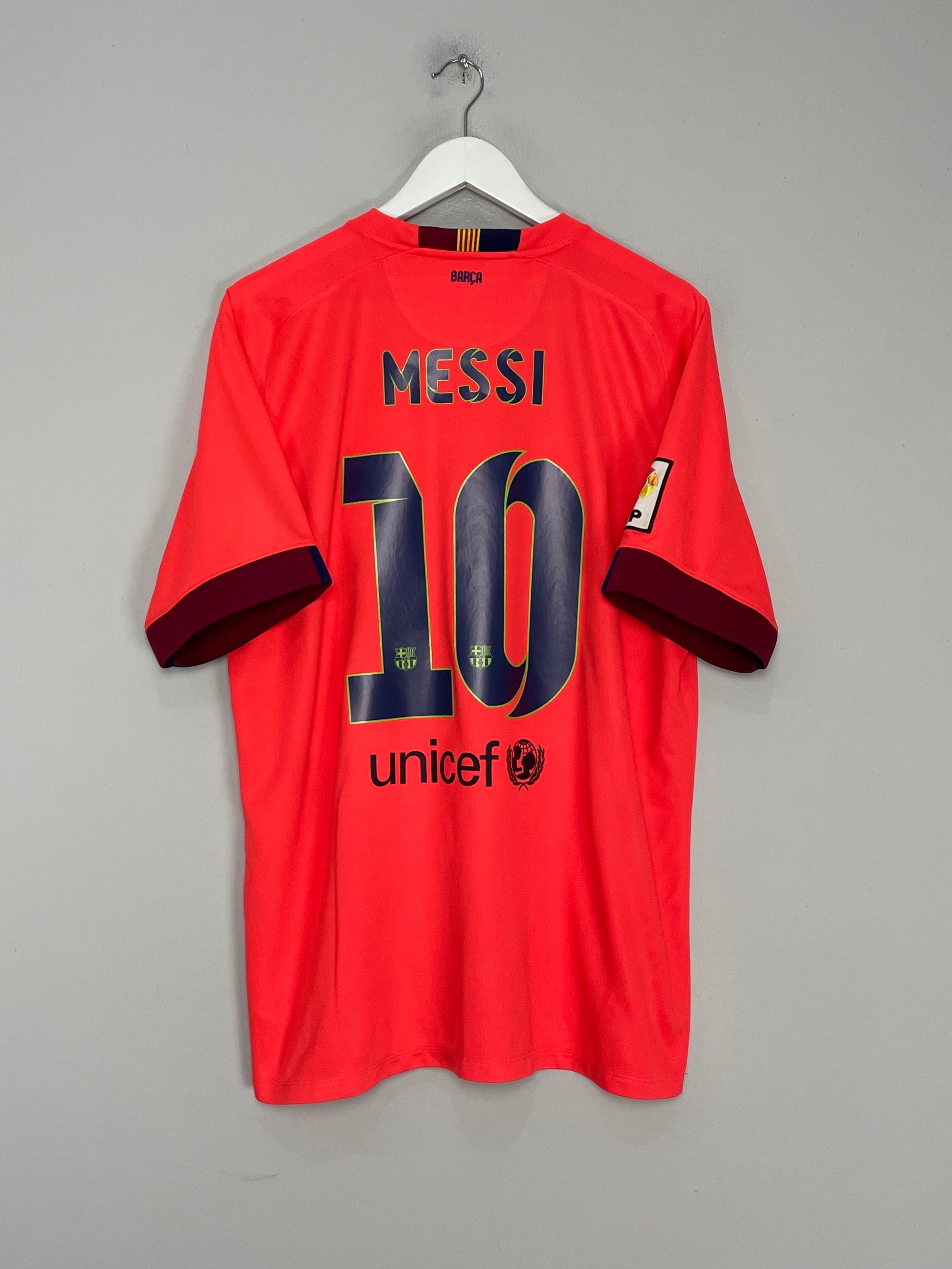 Shop 2014/15 BARCELONA MESSI #10 AWAY SHIRT (XL) NIKE, classic football shirts, vintage football shirts & retro soccer jerseys at Cult Kits