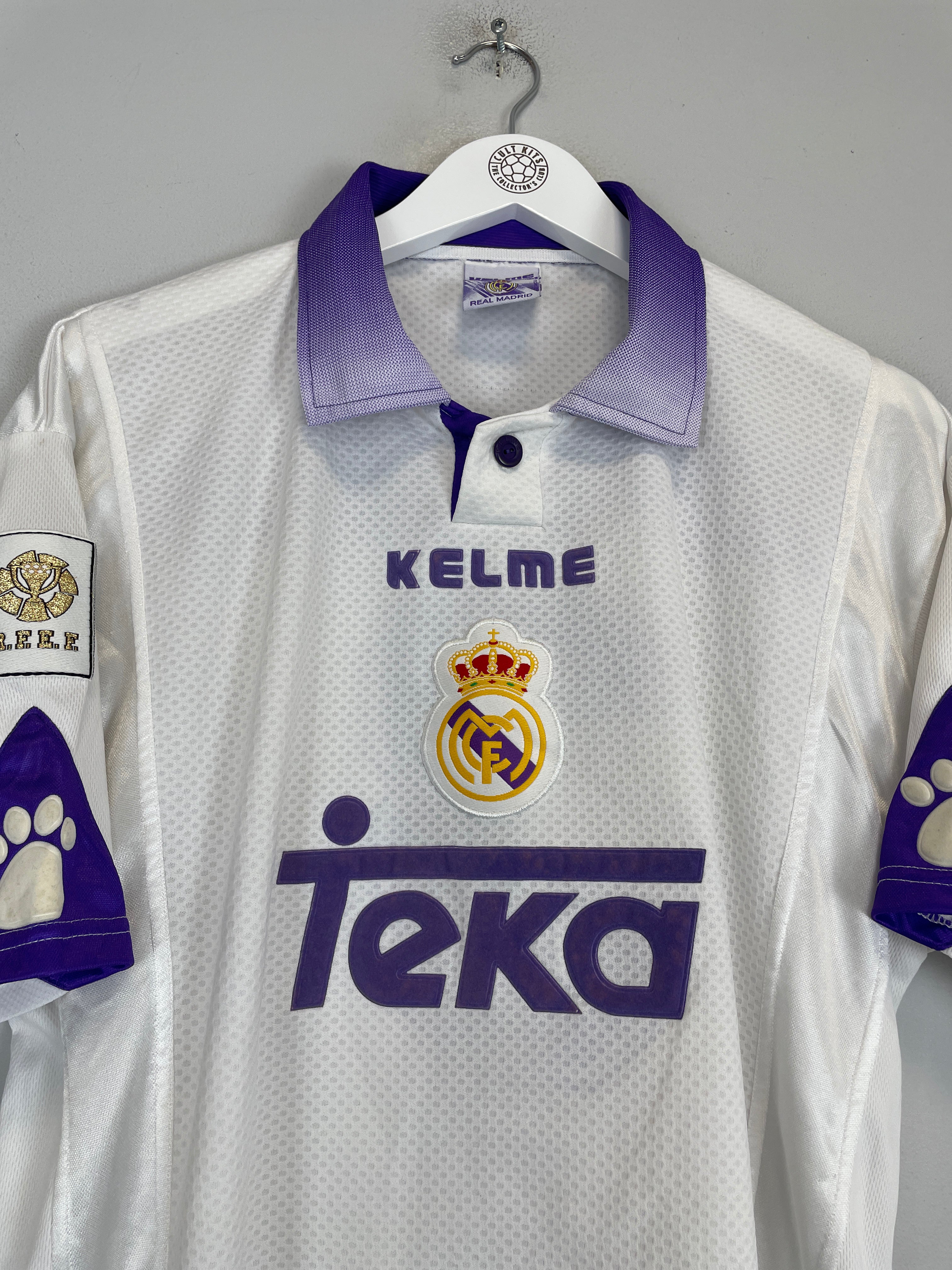 Shop 1997/98 REAL MADRID ROBERTO CARLOS #3 HOME SHIRT (M) KELME, classic football shirts, vintage football shirts & retro soccer jerseys at Cult Kits