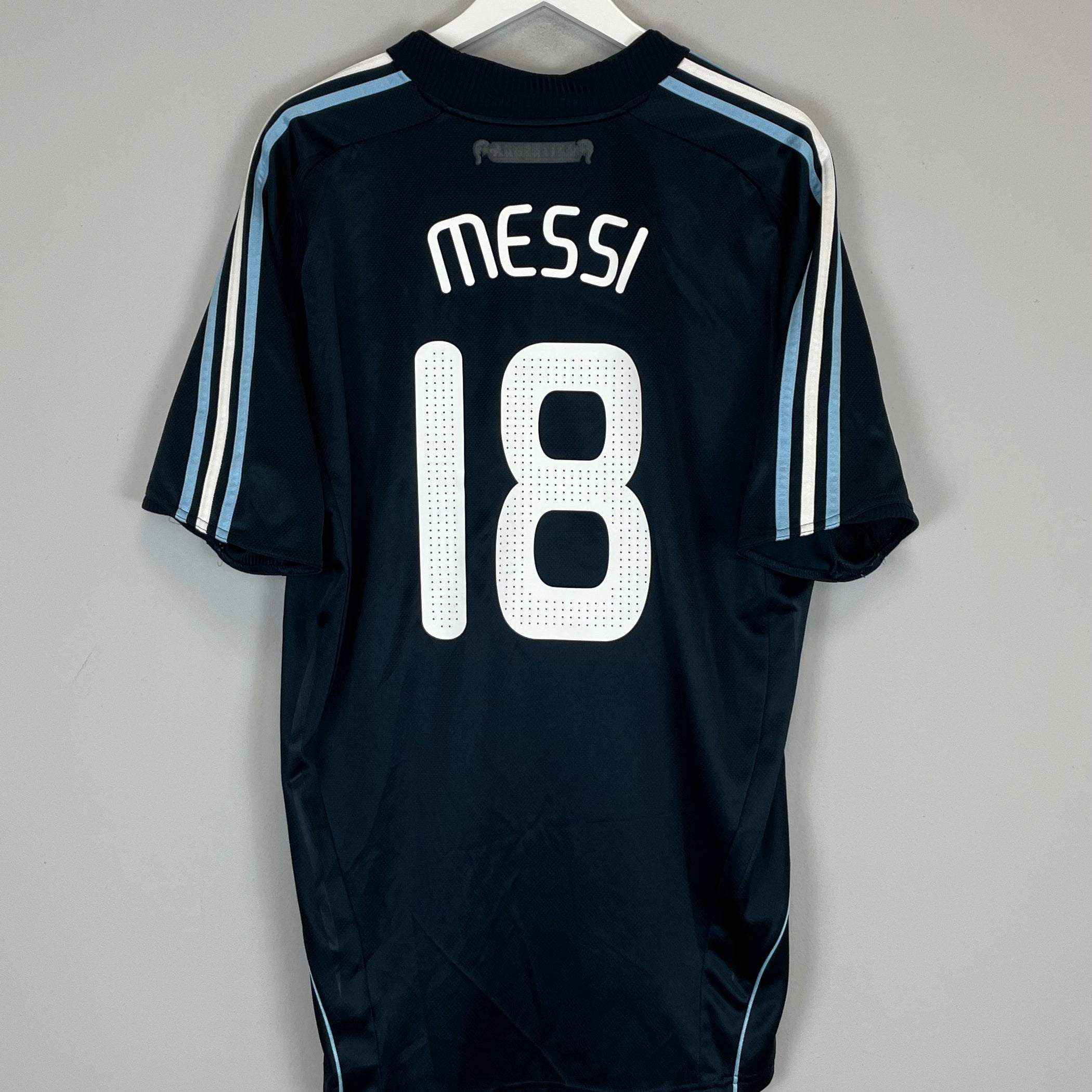 Shop 2007/09 ARGENTINA MESSI #18 AWAY SHIRT (XL) ADIDAS, classic football shirts, vintage football shirts & retro soccer jerseys at Cult Kits