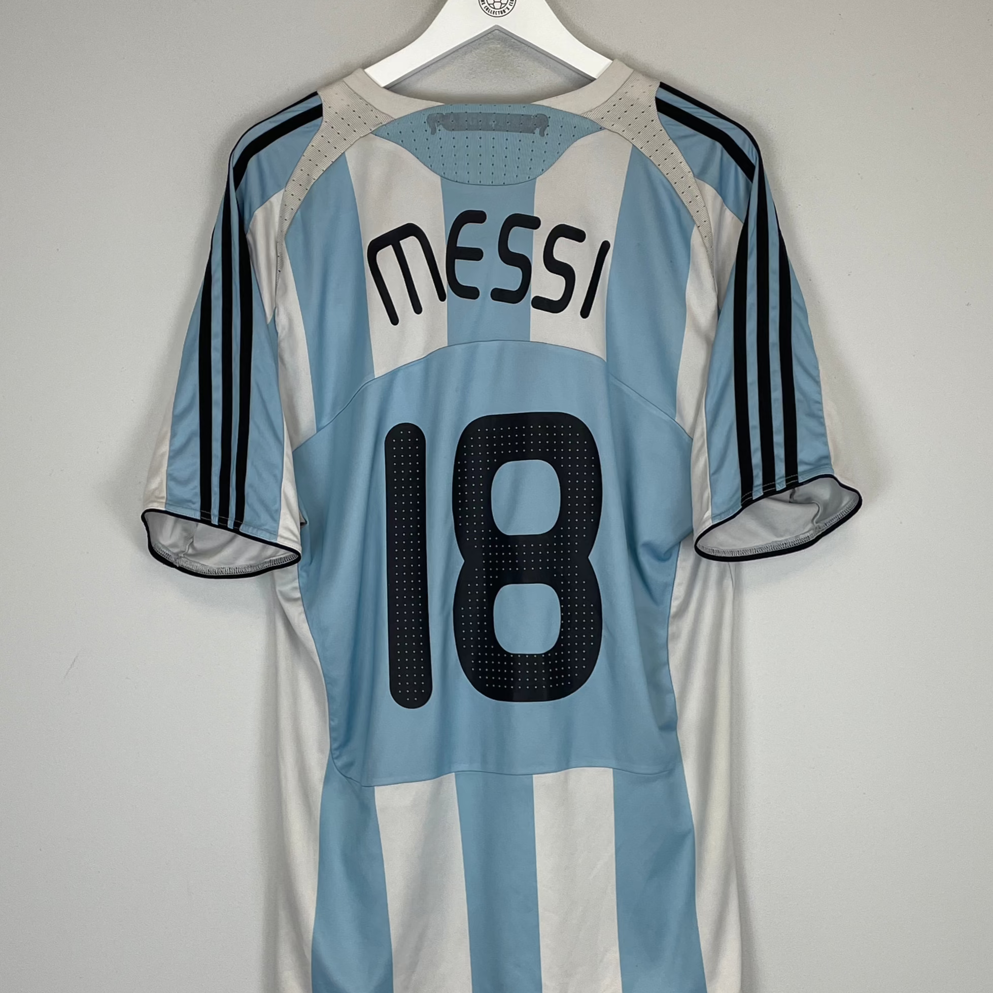 Shop 2007/09 ARGENTINA MESSI #18 HOME SHIRT (XL) ADIDAS, classic football shirts, vintage football shirts & retro soccer jerseys at Cult Kits