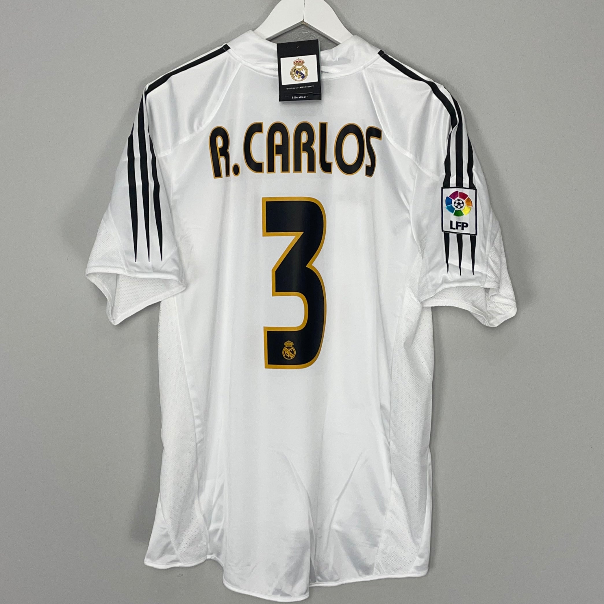 Shop 2004/05 REAL MADRID R.CARLOS #3 *BNWT* HOME SHIRT (MULTIPLE SIZES) ADIDAS, classic football shirts, vintage football shirts & retro soccer jerseys at Cult Kits