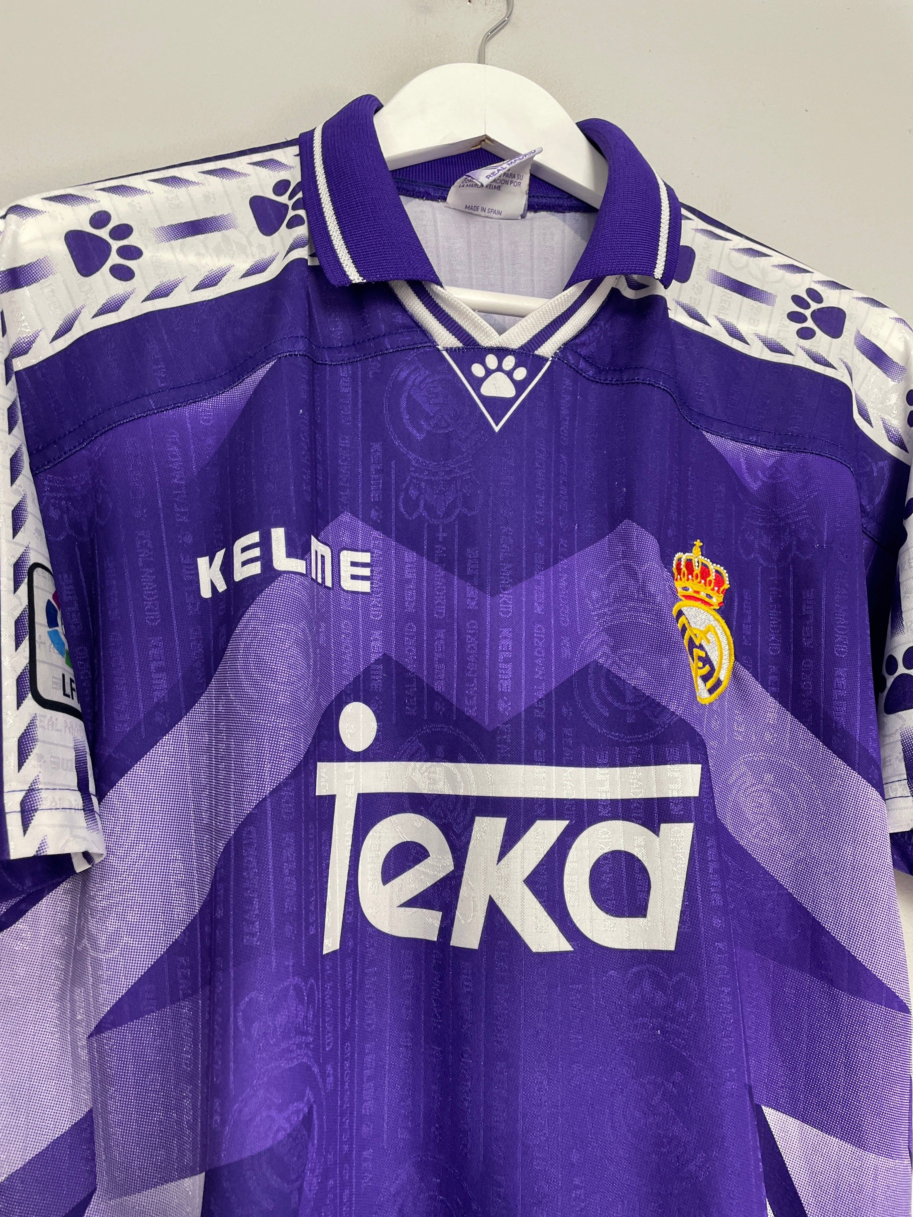 Shop 1996/97 REAL MADRID AWAY SHIRT (L) KELME, classic football shirts, vintage football shirts & retro soccer jerseys at Cult Kits