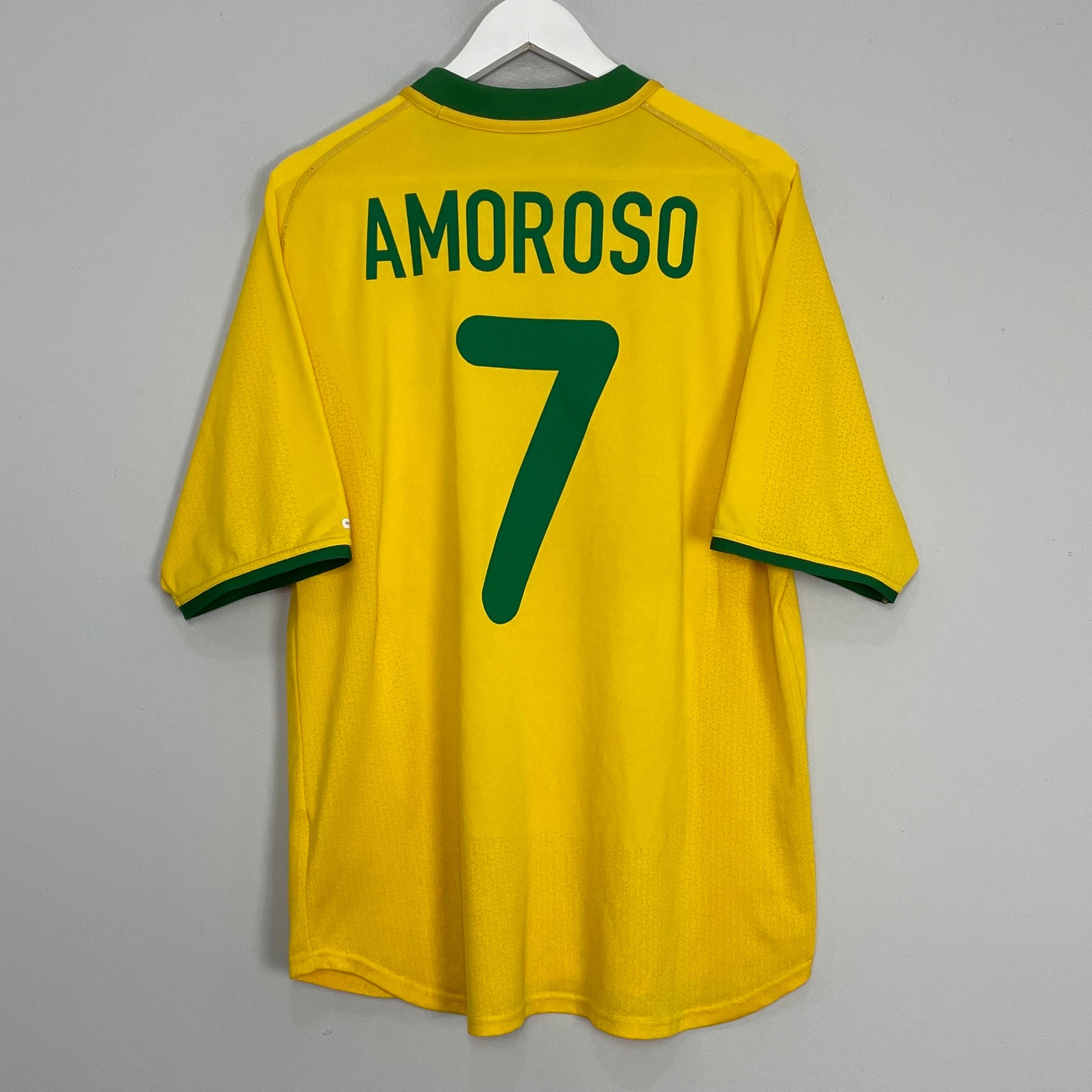 Shop 2000/02 BRAZIL AMOROSO #7 HOME SHIRT (XL) NIKE, classic football shirts, vintage football shirts & retro soccer jerseys at Cult Kits