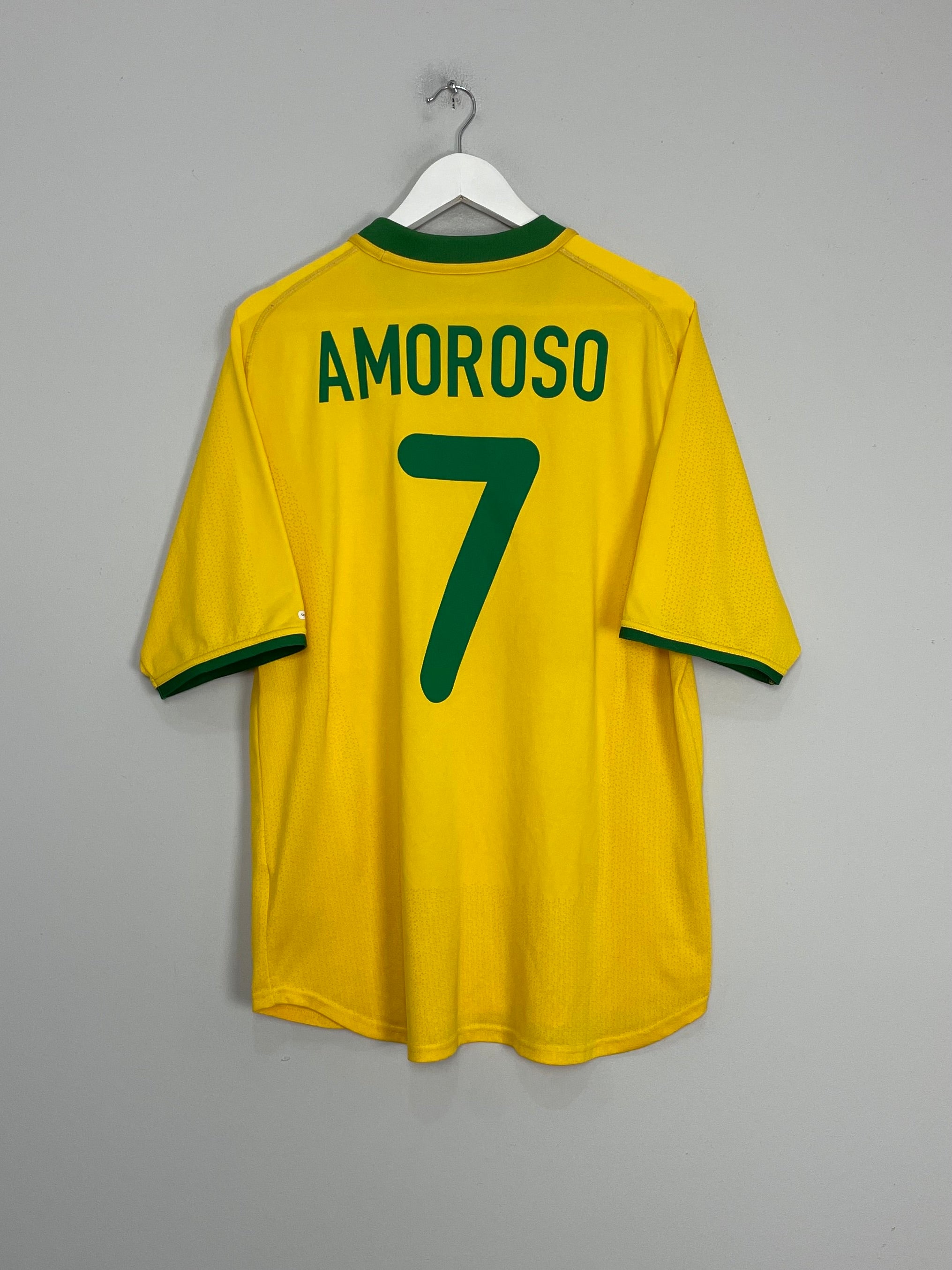 Shop 2000/02 BRAZIL AMOROSO #7 HOME SHIRT (XL) NIKE, classic football shirts, vintage football shirts & retro soccer jerseys at Cult Kits