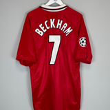 Shop 1999/00 MANCHESTER UNITED BECKHAM #7 C/L WINNERS HOME SHIRT (XXL) UMBRO, classic football shirts, vintage football shirts & retro soccer jerseys at Cult Kits