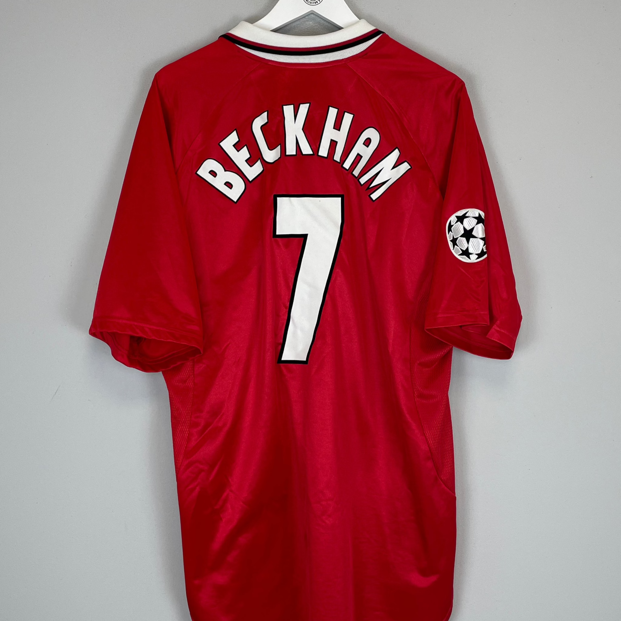 Shop 1999/00 MANCHESTER UNITED BECKHAM #7 C/L WINNERS HOME SHIRT (XXL) UMBRO, classic football shirts, vintage football shirts & retro soccer jerseys at Cult Kits