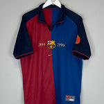 Shop 1999/00 BARCELONA RIVALDO #11 *CENTENARY* HOME SHIRT (XL) NIKE, classic football shirts, vintage football shirts & retro soccer jerseys at Cult Kits