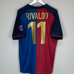 Shop 1999/00 BARCELONA RIVALDO #11 *CENTENARY* HOME SHIRT (XL) NIKE, classic football shirts, vintage football shirts & retro soccer jerseys at Cult Kits