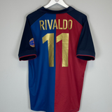 Shop 1999/00 BARCELONA RIVALDO #11 *CENTENARY* HOME SHIRT (XL) NIKE, classic football shirts, vintage football shirts & retro soccer jerseys at Cult Kits