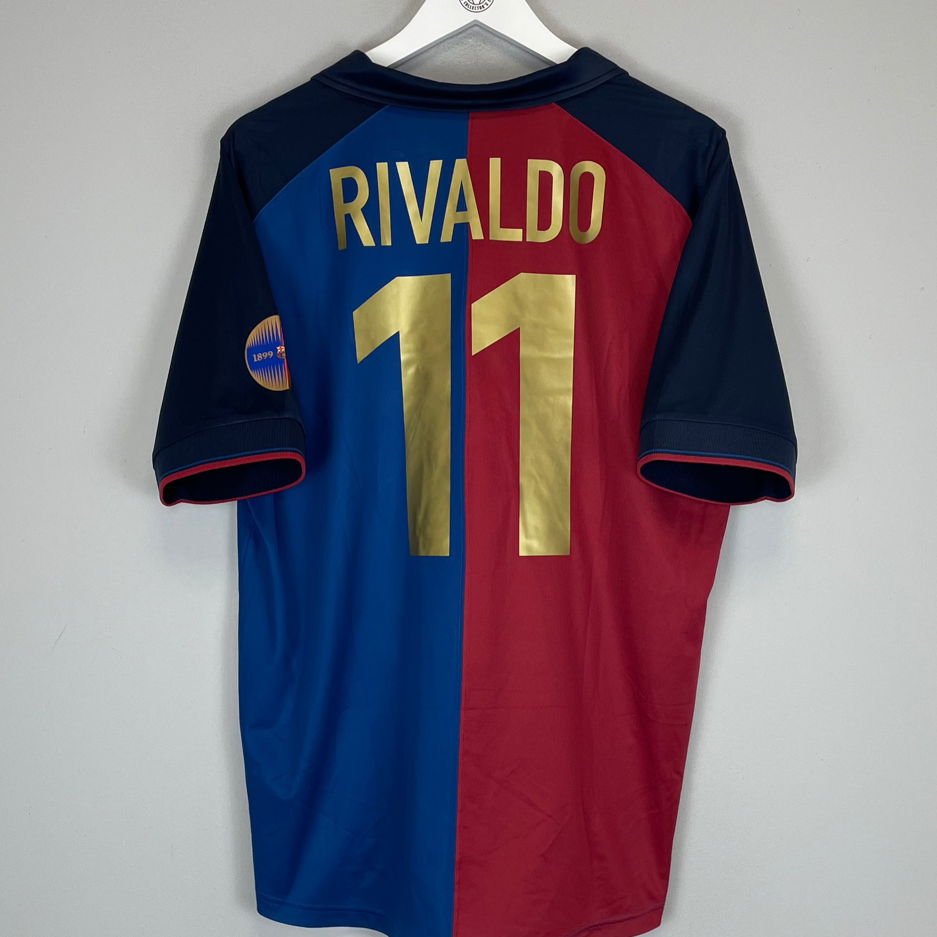 Shop 1999/00 BARCELONA RIVALDO #11 *CENTENARY* HOME SHIRT (XL) NIKE, classic football shirts, vintage football shirts & retro soccer jerseys at Cult Kits