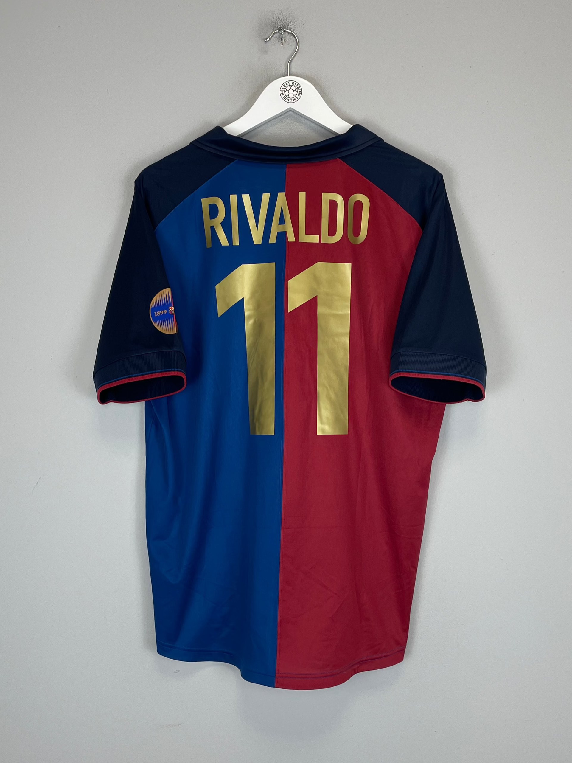 Shop 1999/00 BARCELONA RIVALDO #11 *CENTENARY* HOME SHIRT (XL) NIKE, classic football shirts, vintage football shirts & retro soccer jerseys at Cult Kits
