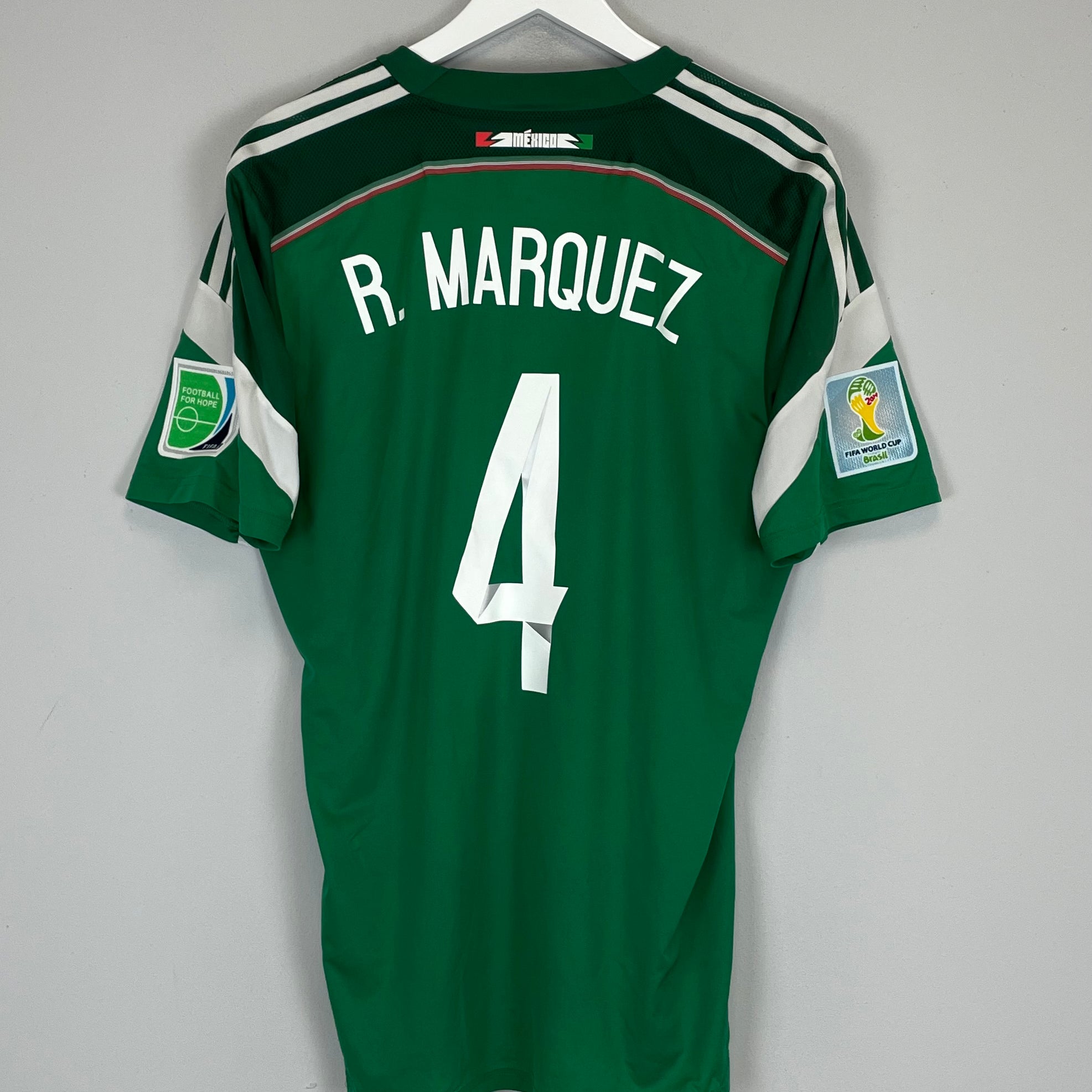 Shop 2014/15 MEXICO R.MARQUEZ #4 *PLAYER ISSUE* HOME SHIRT (XL) ADIDAS, classic football shirts, vintage football shirts & retro soccer jerseys at Cult Kits