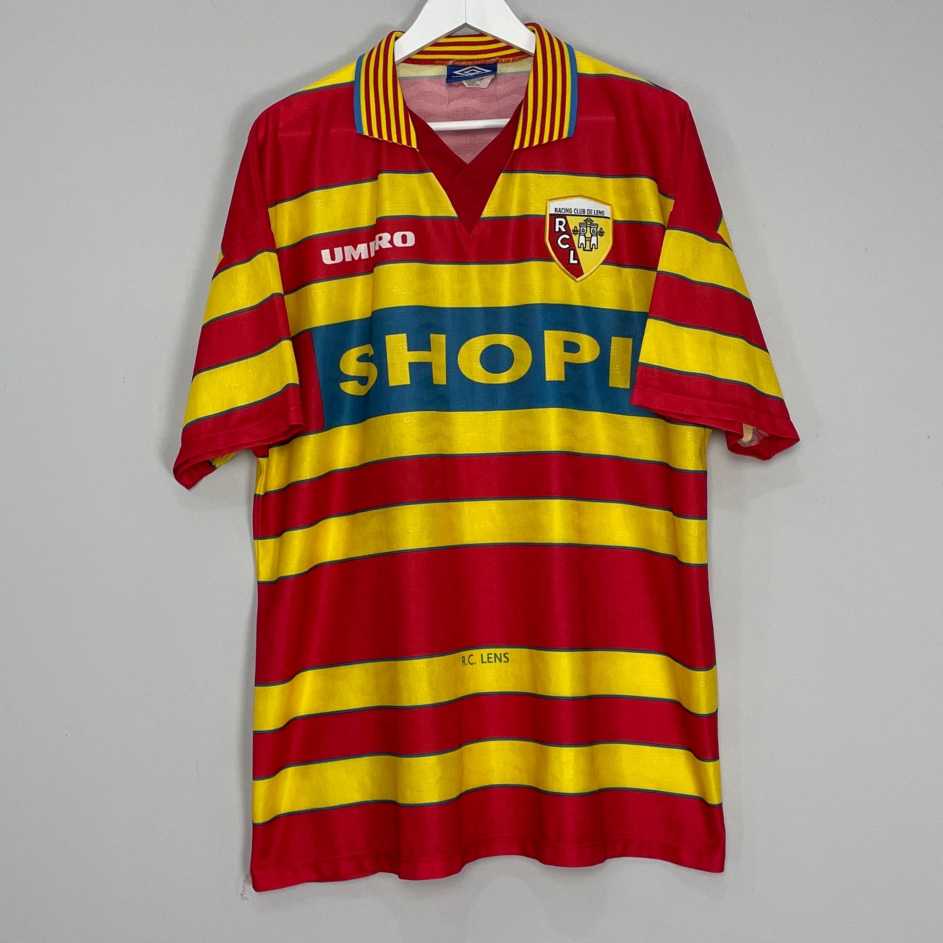 Shop 1996/97 RC LENS HOME SHIRT (XL) UMBRO, classic football shirts, vintage football shirts & retro soccer jerseys at Cult Kits