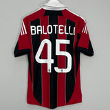 Shop 2012/13 AC MILAN BALOTELLI #45 HOME SHIRT (S) ADIDAS, classic football shirts, vintage football shirts & retro soccer jerseys at Cult Kits