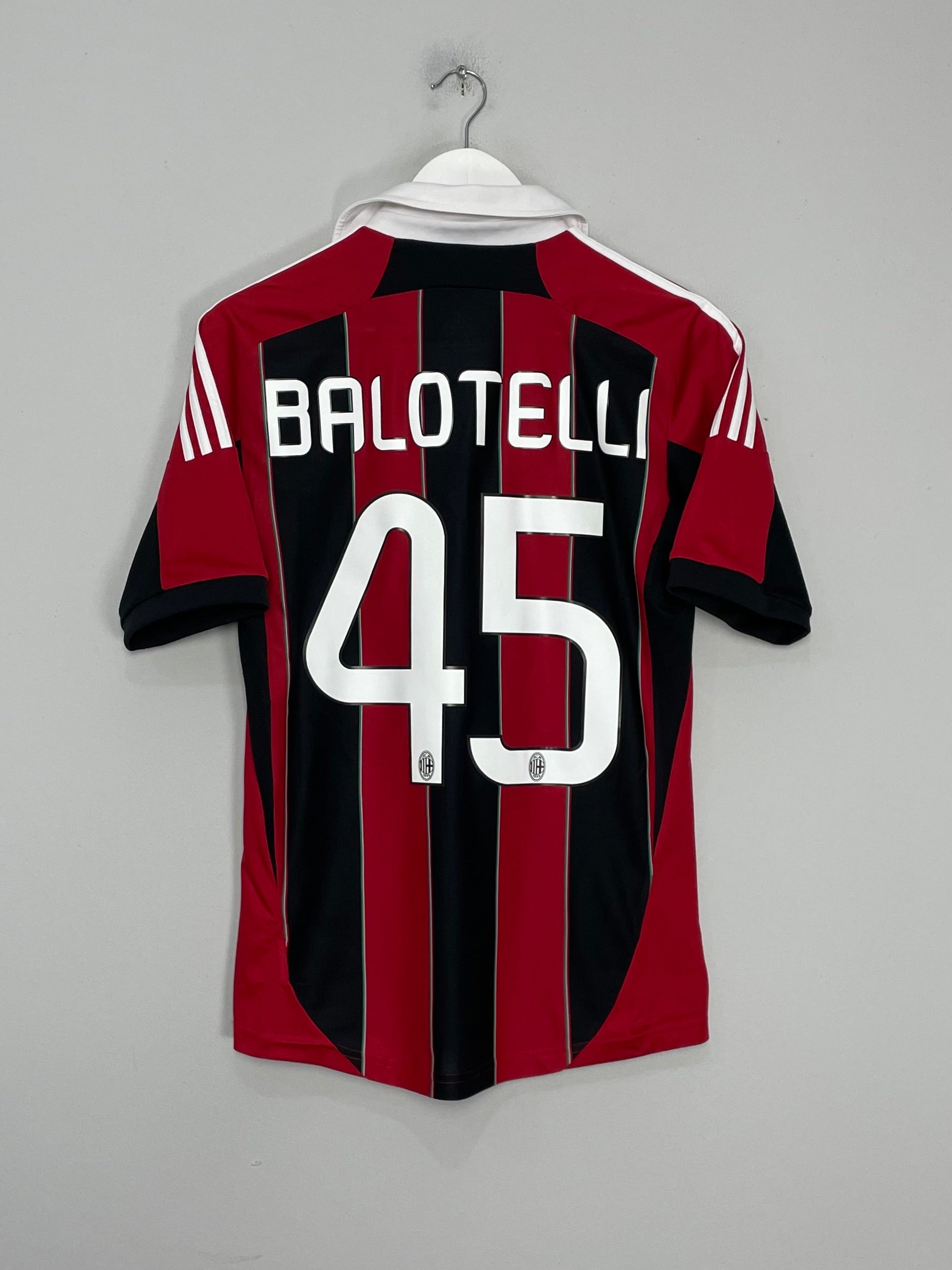 Shop 2012/13 AC MILAN BALOTELLI #45 HOME SHIRT (S) ADIDAS, classic football shirts, vintage football shirts & retro soccer jerseys at Cult Kits