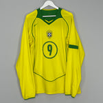 Shop 2004/06 BRAZIL RONALDO #9 L/S HOME SHIRT (XL) NIKE, classic football shirts, vintage football shirts & retro soccer jerseys at Cult Kits