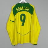 Shop 2004/06 BRAZIL RONALDO #9 L/S HOME SHIRT (XL) NIKE, classic football shirts, vintage football shirts & retro soccer jerseys at Cult Kits