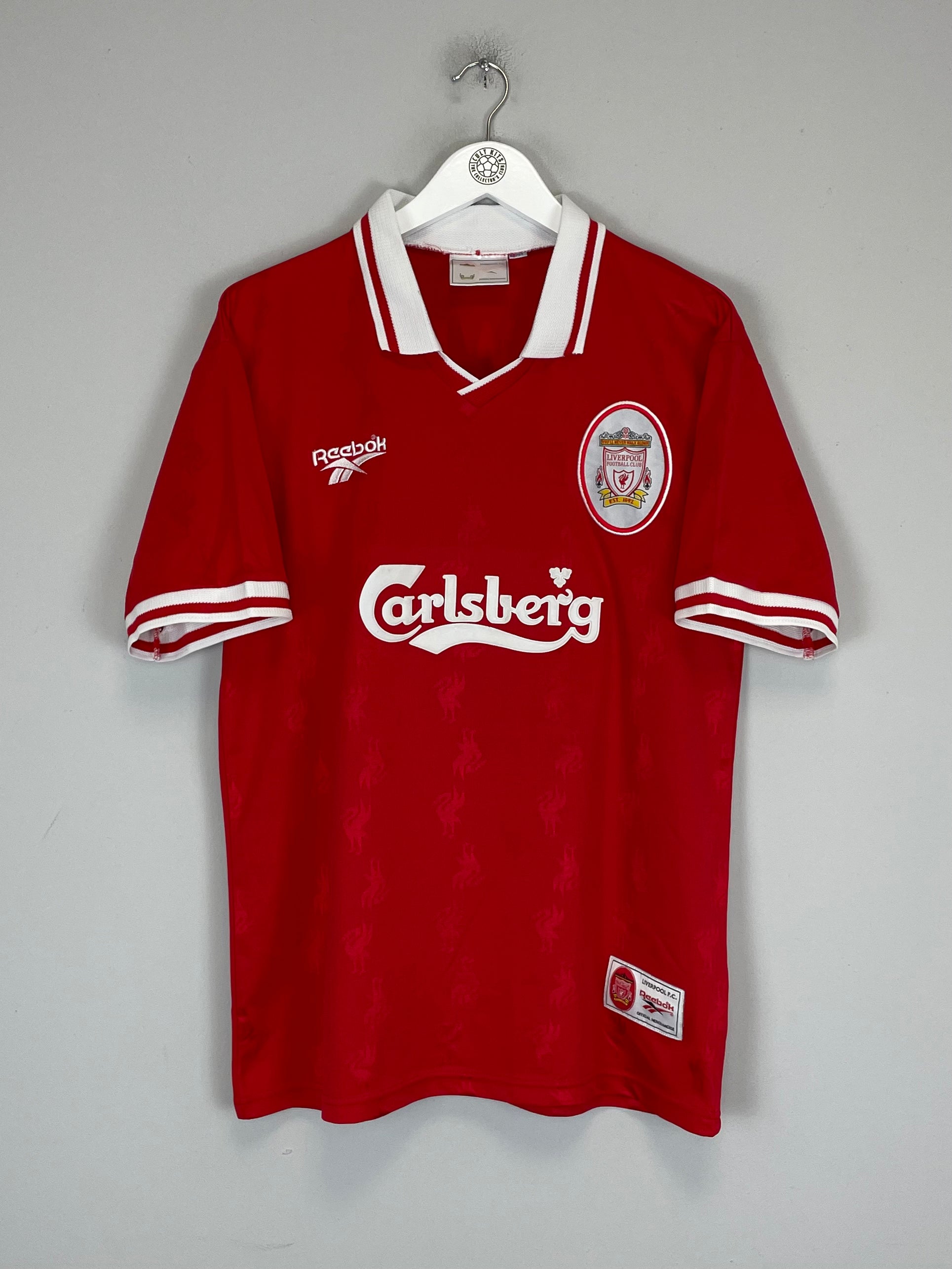 Shop 1996/98 LIVERPOOL OWEN #18 HOME SHIRT (L) REEBOK, classic football shirts, vintage football shirts & retro soccer jerseys at Cult Kits