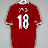 Shop 1996/98 LIVERPOOL OWEN #18 HOME SHIRT (L) REEBOK, classic football shirts, vintage football shirts & retro soccer jerseys at Cult Kits