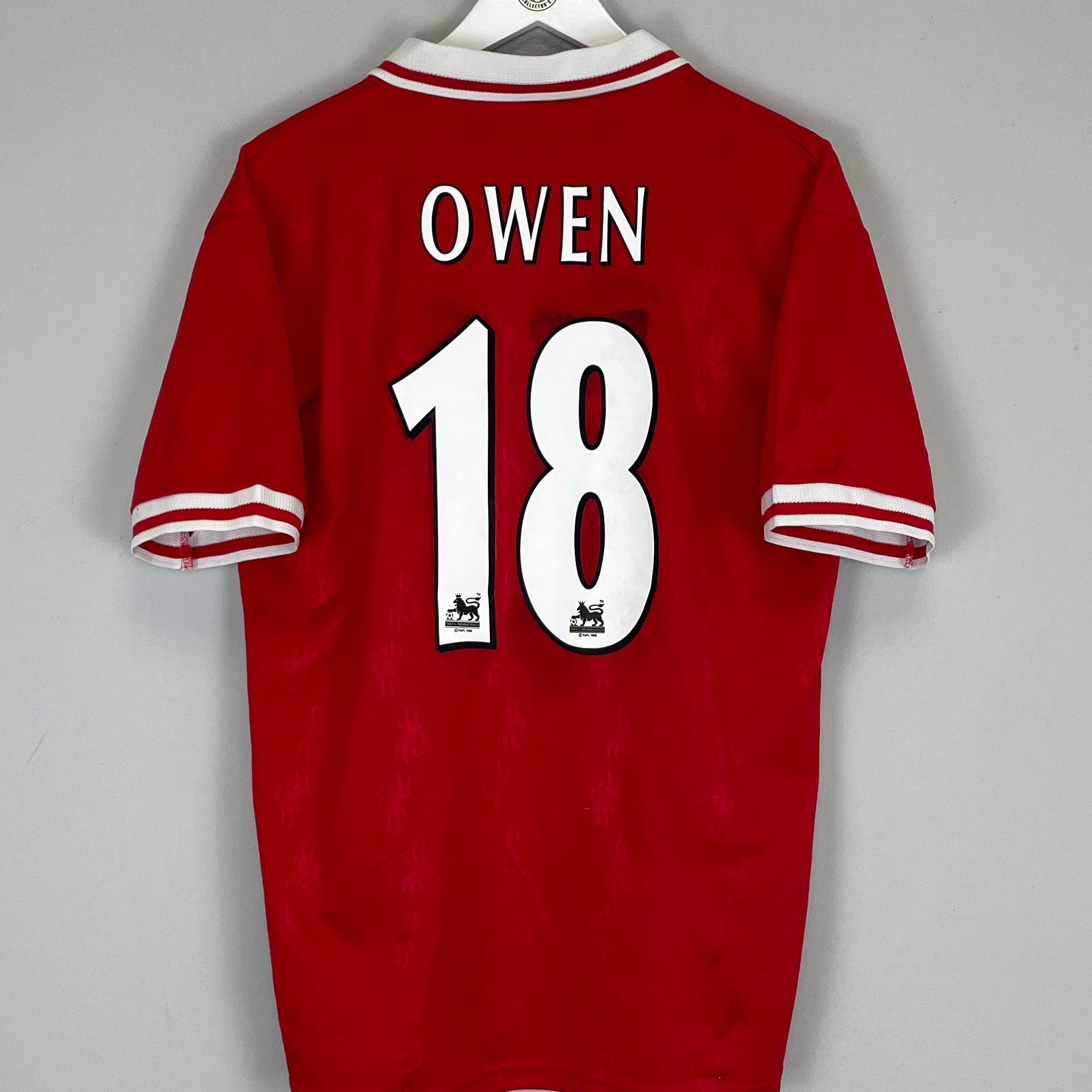 Shop 1996/98 LIVERPOOL OWEN #18 HOME SHIRT (L) REEBOK, classic football shirts, vintage football shirts & retro soccer jerseys at Cult Kits