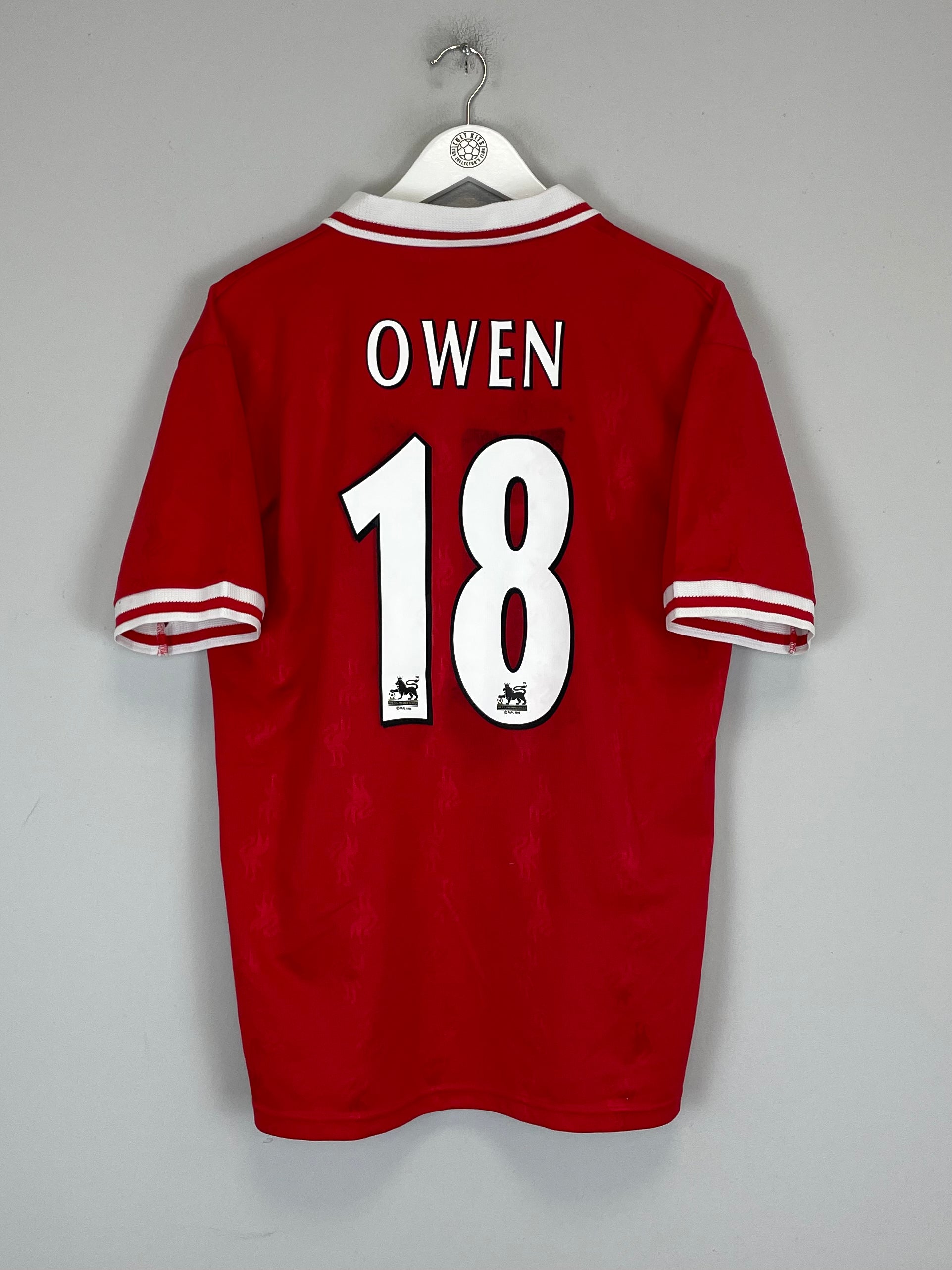 Shop 1996/98 LIVERPOOL OWEN #18 HOME SHIRT (L) REEBOK, classic football shirts, vintage football shirts & retro soccer jerseys at Cult Kits