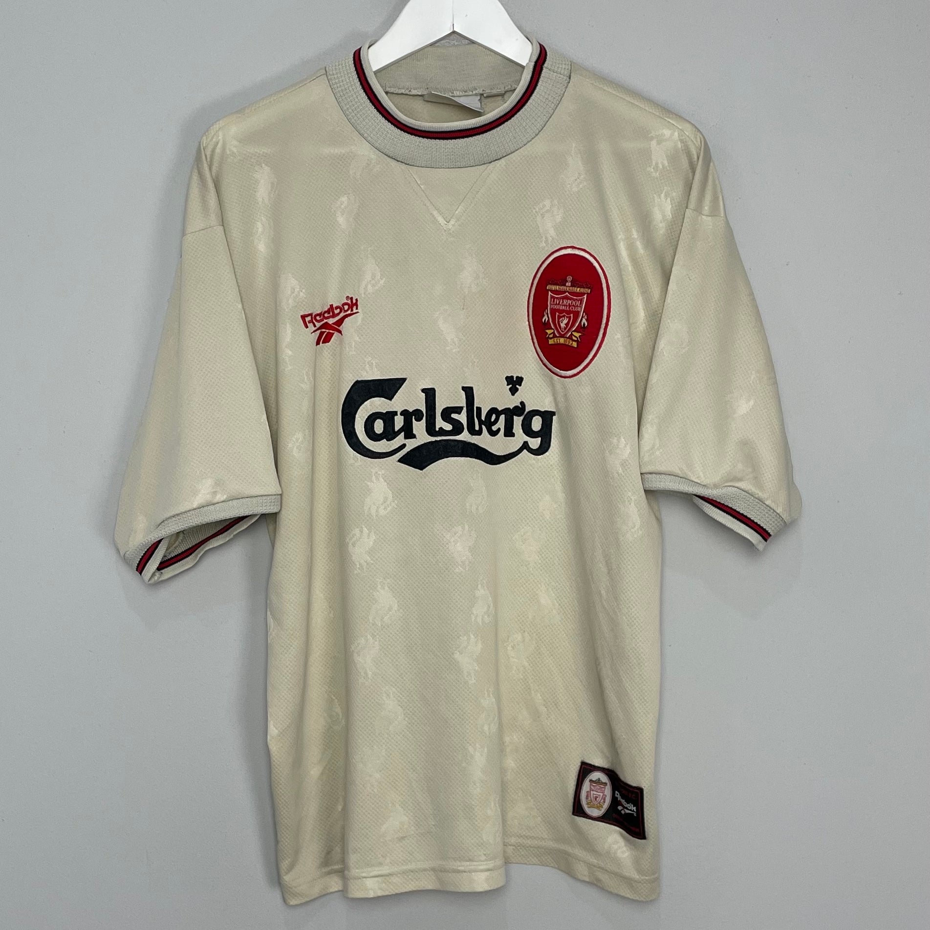 Shop 1996/97 LIVERPOOL AWAY SHIRT (L) REEBOK, classic football shirts, vintage football shirts & retro soccer jerseys at Cult Kits