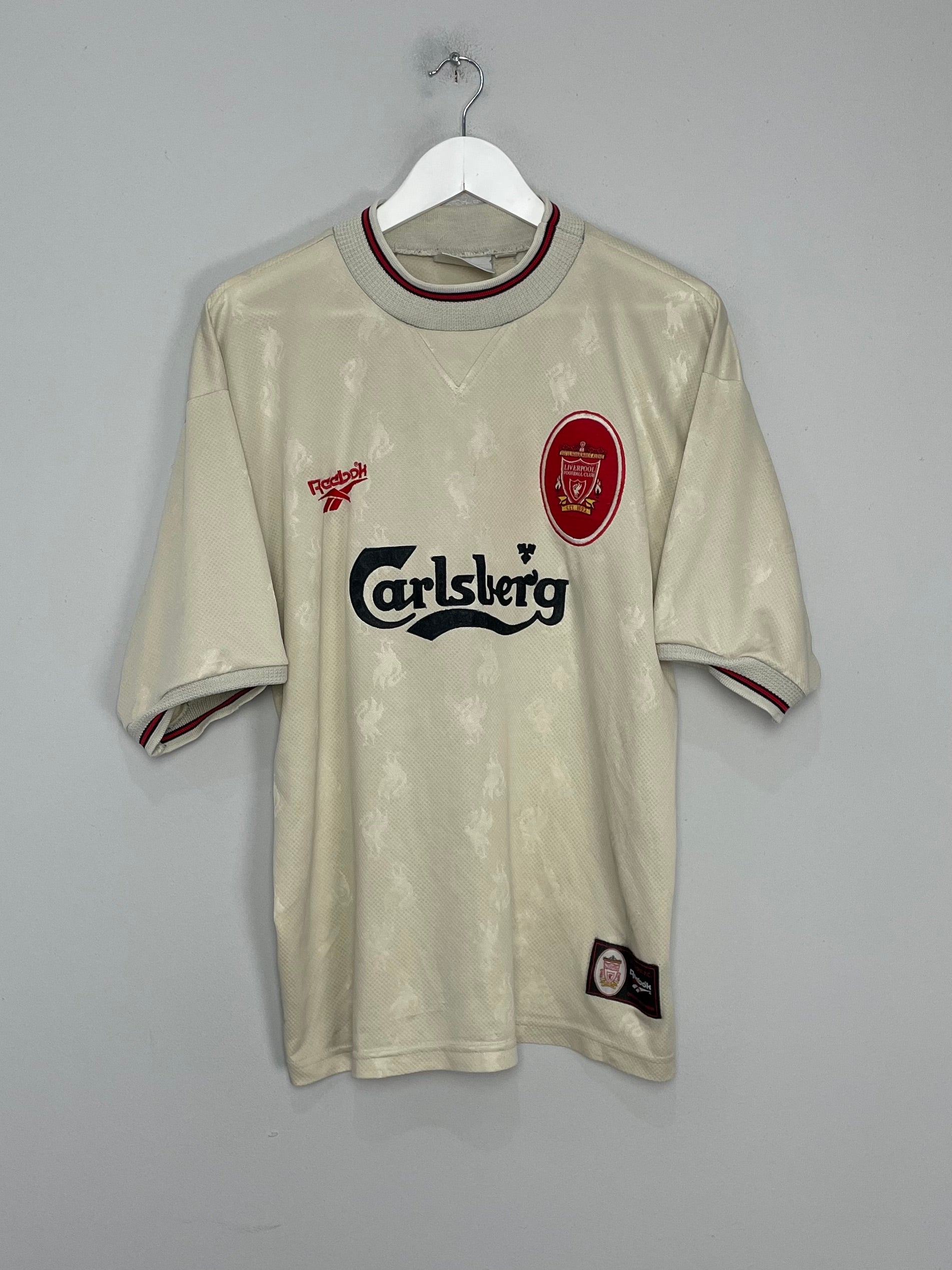 Shop 1996/97 LIVERPOOL AWAY SHIRT (L) REEBOK, classic football shirts, vintage football shirts & retro soccer jerseys at Cult Kits
