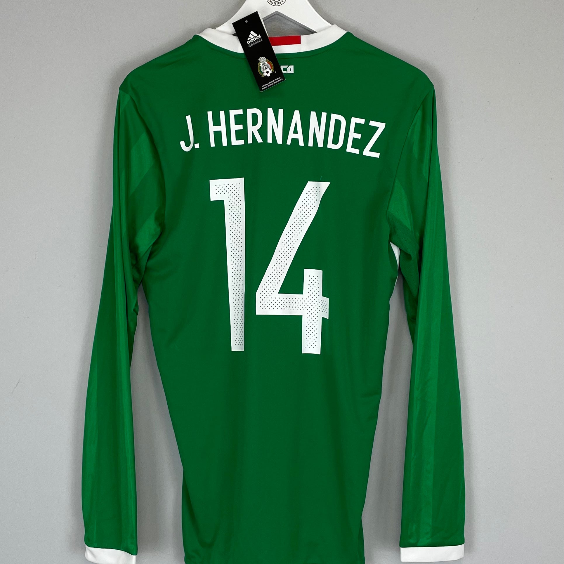 Shop 2016/17 MEXICO J.HERNANDEZ #14 *BNWT* L/S HOME SHIRT (M) ADIDAS, classic football shirts, vintage football shirts & retro soccer jerseys at Cult Kits