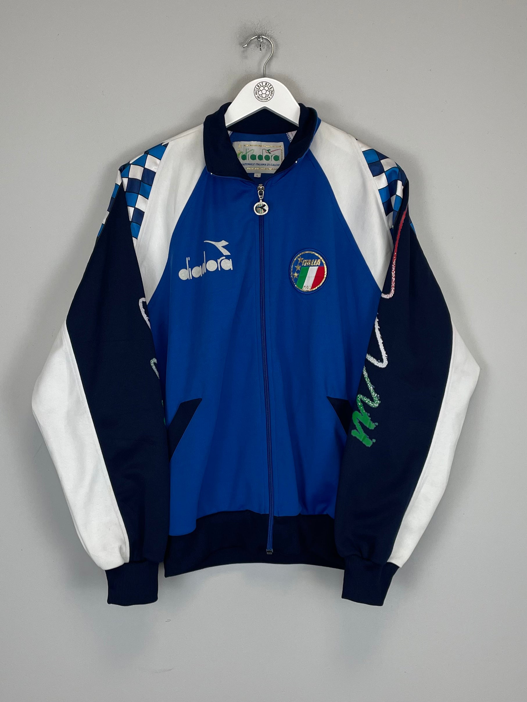 Shop 1990/92 ITALY TRACK JACKET (L) DIADORA, classic football shirts, vintage football shirts & retro soccer jerseys at Cult Kits