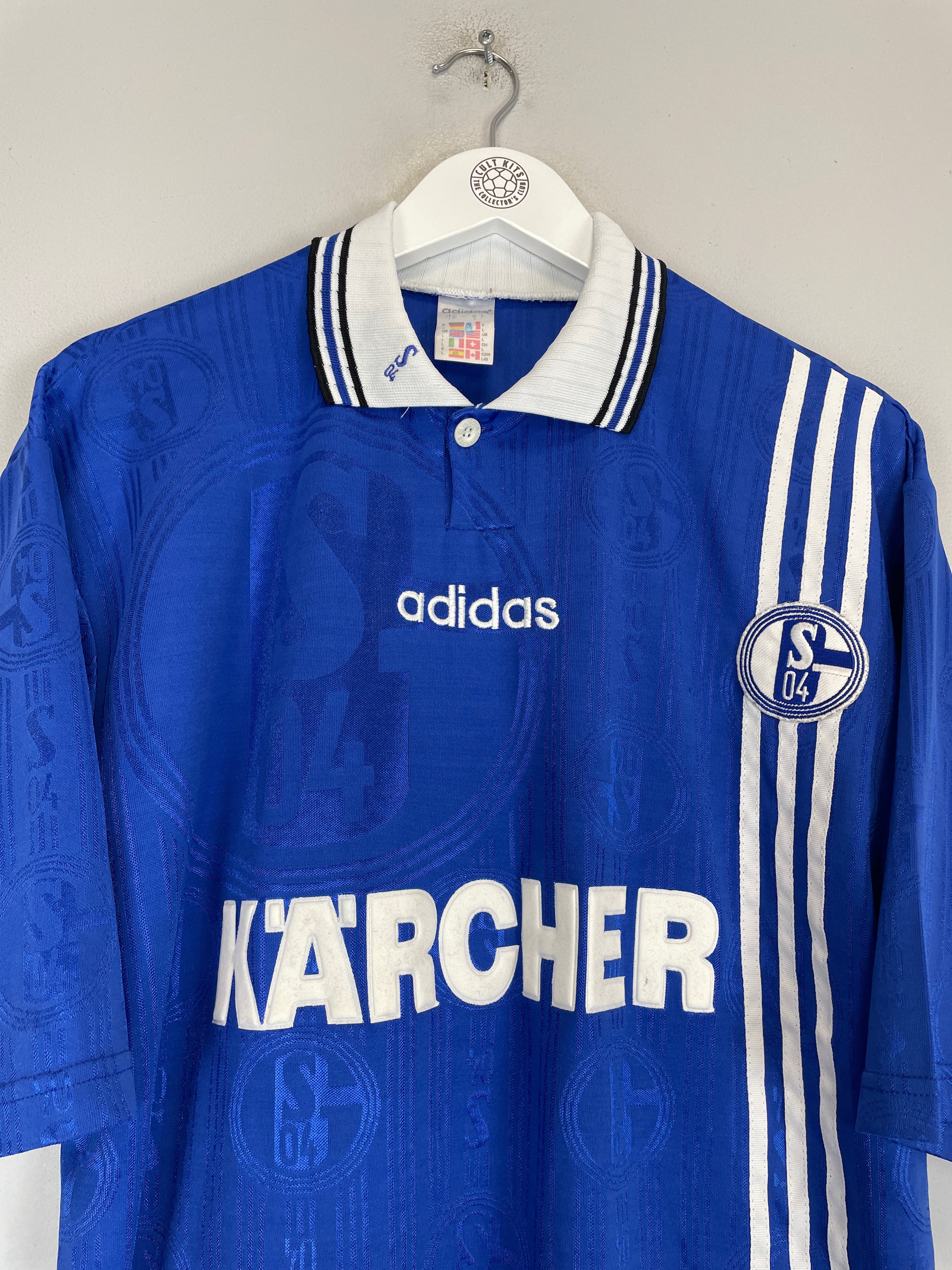 Shop 1996/97 SCHALKE HOME SHIRT (L) ADIDAS, classic football shirts, vintage football shirts & retro soccer jerseys at Cult Kits