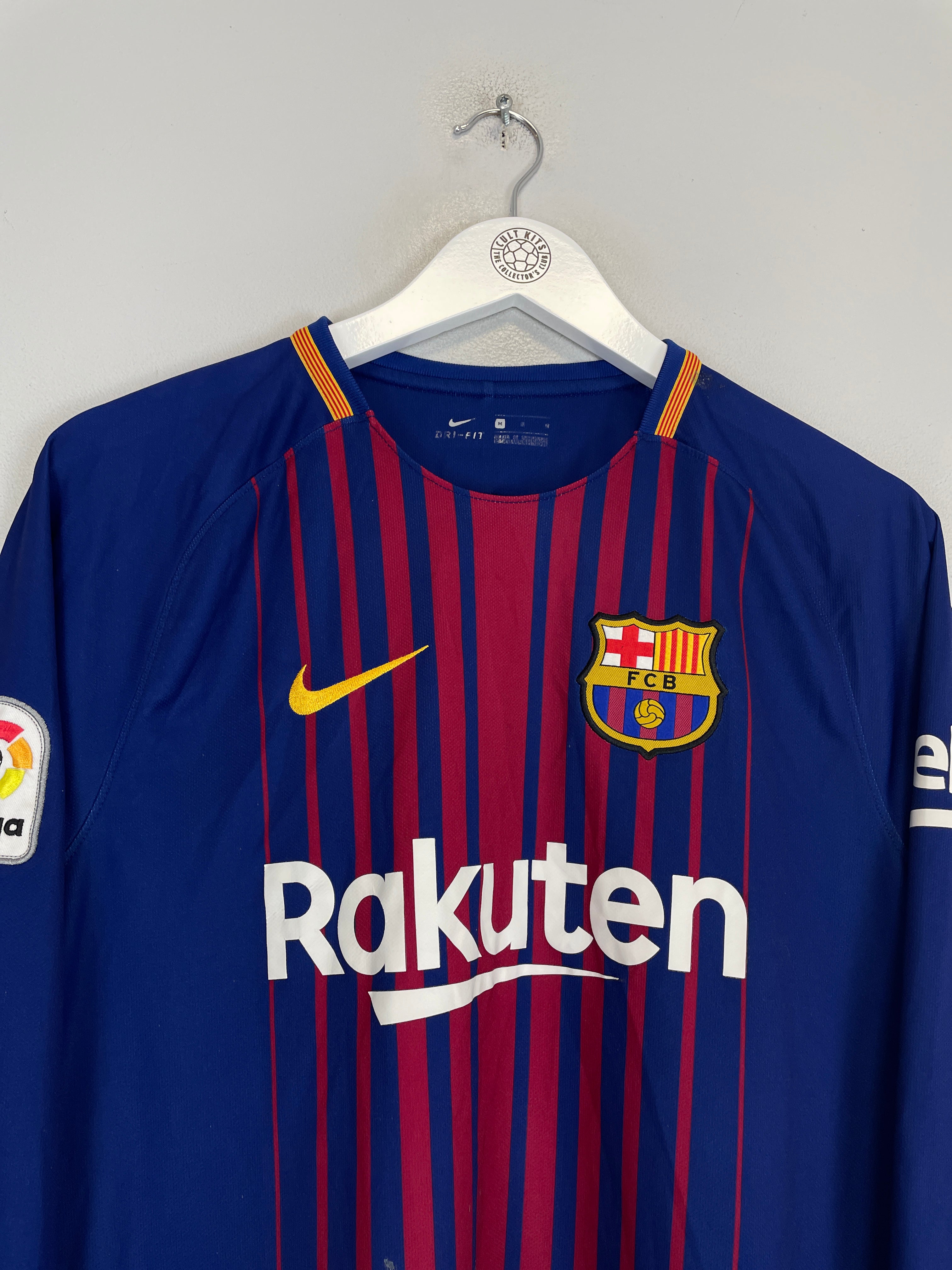 Shop 2017/18 BARCELONA MESSI #10 L/S HOME SHIRT (M) NIKE, classic football shirts, vintage football shirts & retro soccer jerseys at Cult Kits