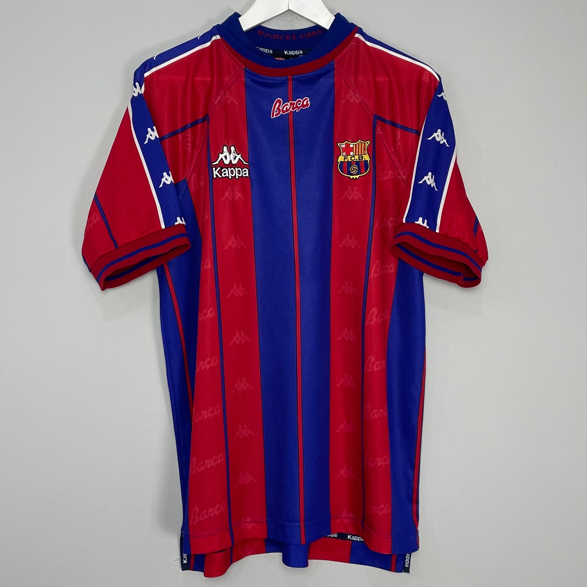 Shop 1997/98 BARCELONA HOME SHIRT (L) KAPPA, classic football shirts, vintage football shirts & retro soccer jerseys at Cult Kits
