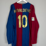 Shop 2006/08 BARCELONA RONALDINHO #10 L/S HOME SHIRT (XXL) NIKE, classic football shirts, vintage football shirts & retro soccer jerseys at Cult Kits