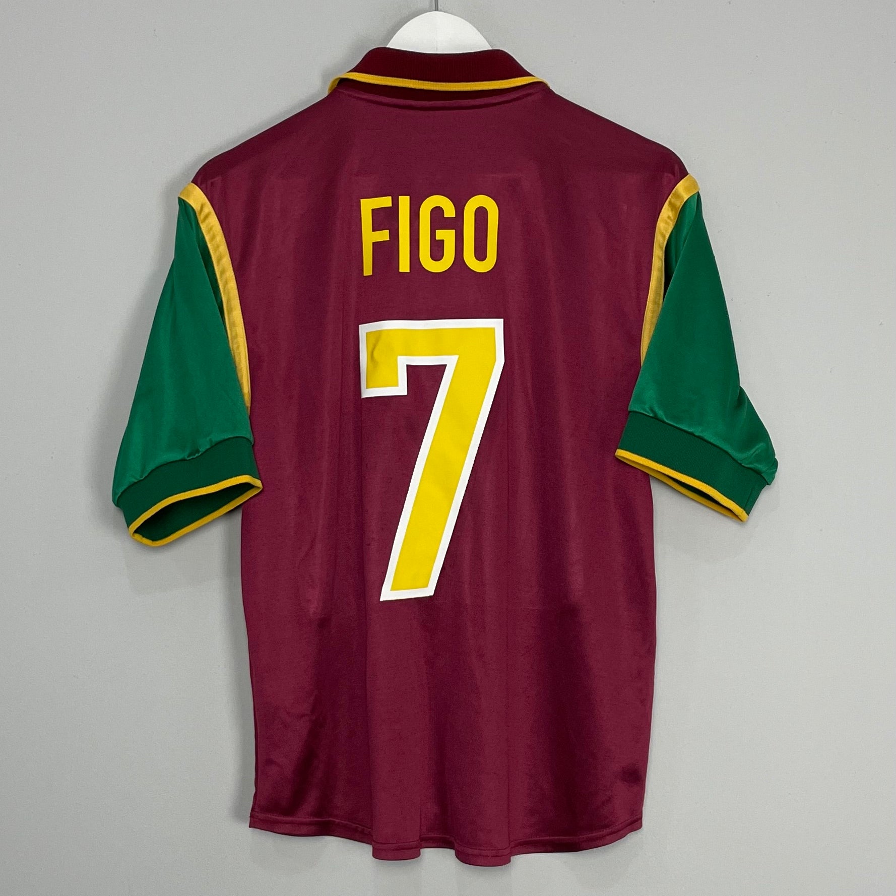 Shop 1997/98 PORTUGAL FIGO #7 HOME SHIRT (M) NIKE, classic football shirts, vintage football shirts & retro soccer jerseys at Cult Kits
