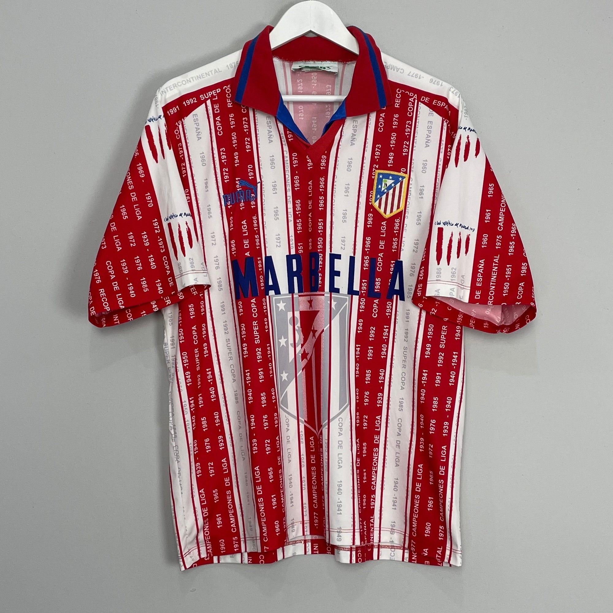 Shop 1995/96 ATLETICO MADRID HOME SHIRT (L) PUMA, classic football shirts, vintage football shirts & retro soccer jerseys at Cult Kits