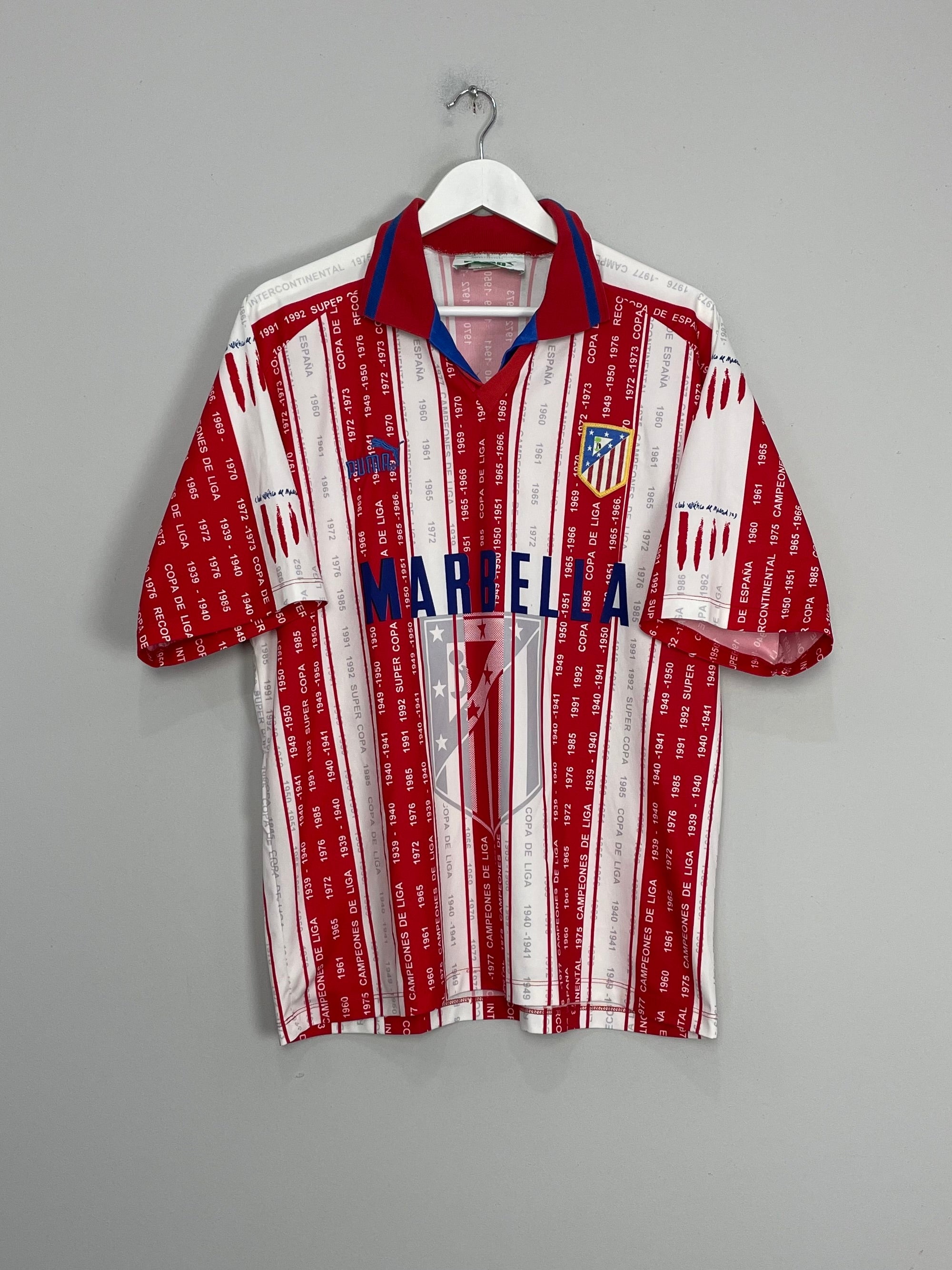 Shop 1995/96 ATLETICO MADRID HOME SHIRT (L) PUMA, classic football shirts, vintage football shirts & retro soccer jerseys at Cult Kits