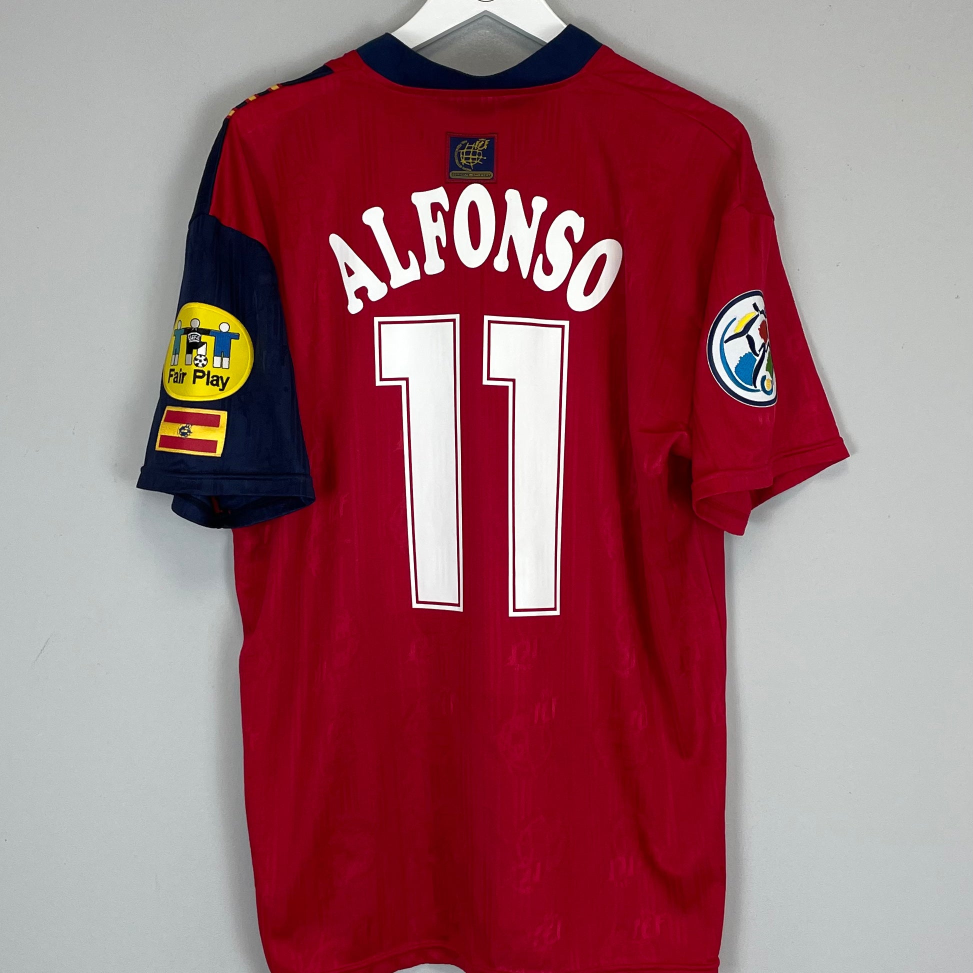 Shop 1996 SPAIN ALFONSO #11 HOME SHIRT (L) ADIDAS, classic football shirts, vintage football shirts & retro soccer jerseys at Cult Kits