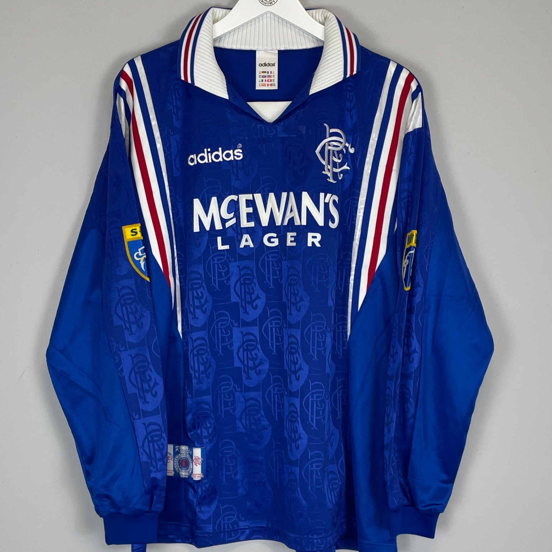 Shop 1996/97 RANGERS #11 L/S *MATCH ISSUE* HOME SHIRT (XL) ADIDAS, classic football shirts, vintage football shirts & retro soccer jerseys at Cult Kits