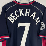 Shop 2000/01 MANCHESTER UNITED BECKHAM #7 C/L THIRD SHIRT (XL) UMBRO, classic football shirts, vintage football shirts & retro soccer jerseys at Cult Kits